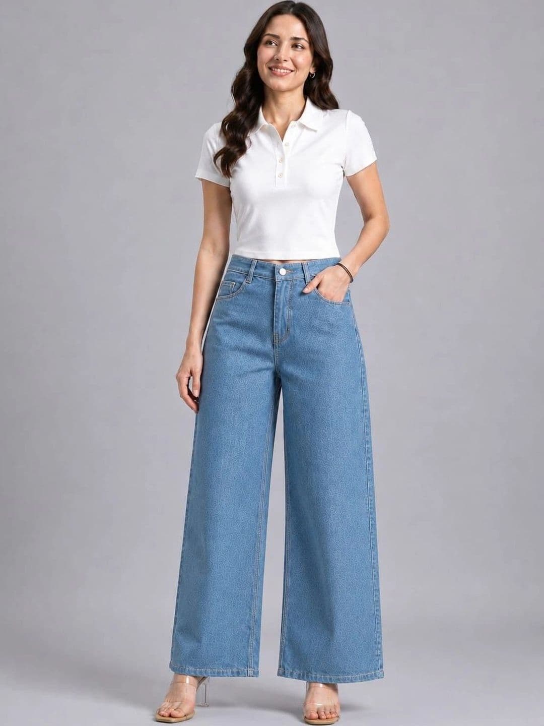 Mast & Harbour Women Loose Wide Leg High-Rise Light Fade Jeans - view 1