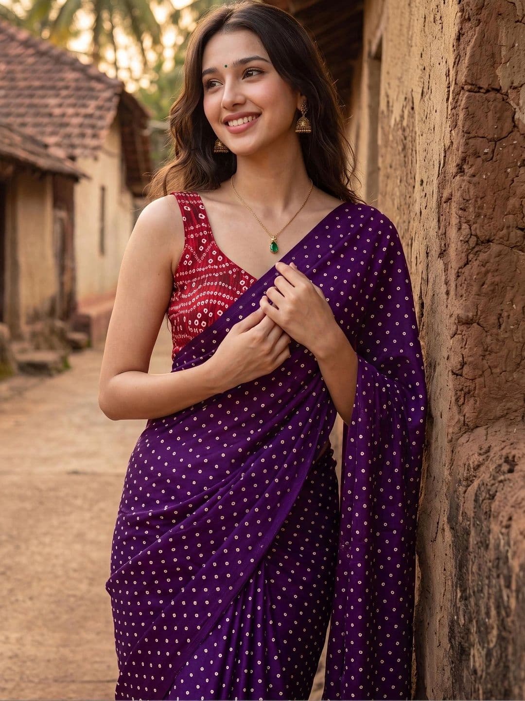 Looootnest Bandhani Pure Georgette Saree thumbnail 2
