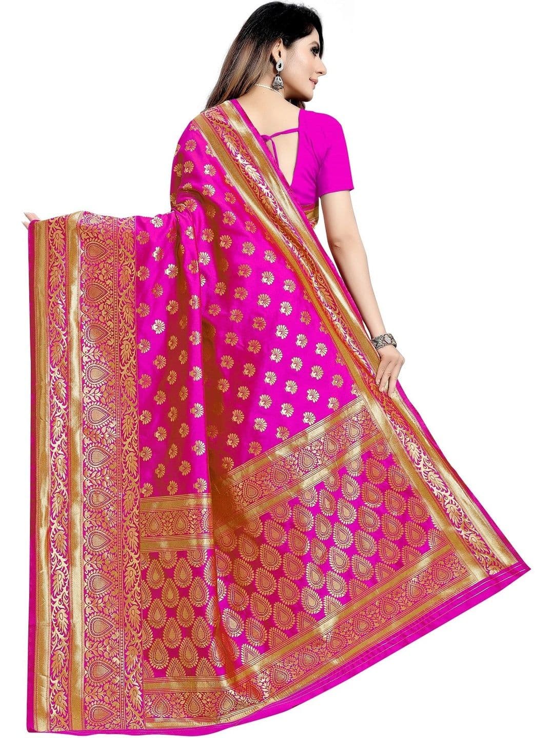 TINA FASHION Floral Zari Art Silk Fusion Banarasi Saree thumbnail 2