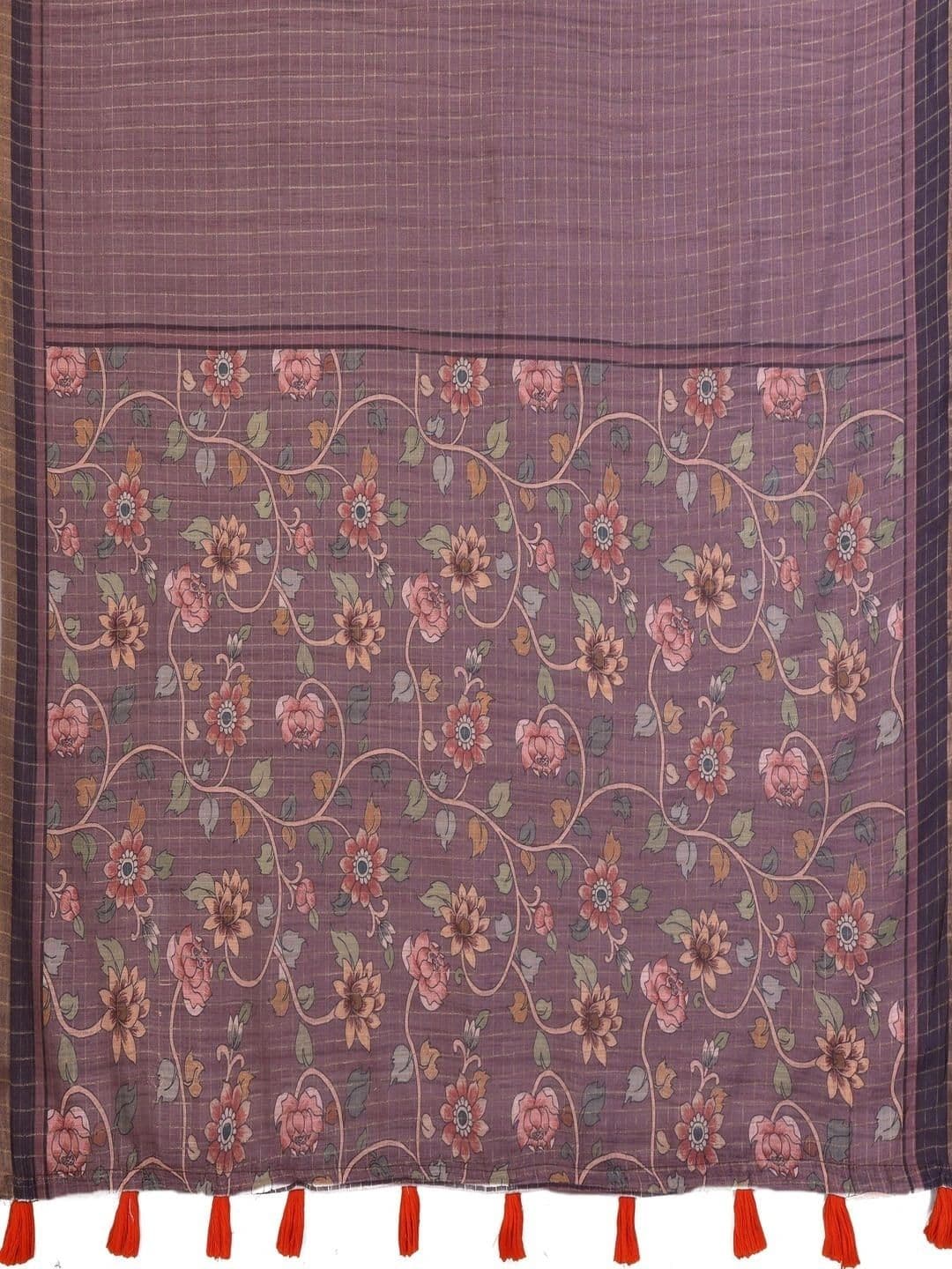 Pixie lane Floral Zari Linen Blend Saree thumbnail 2