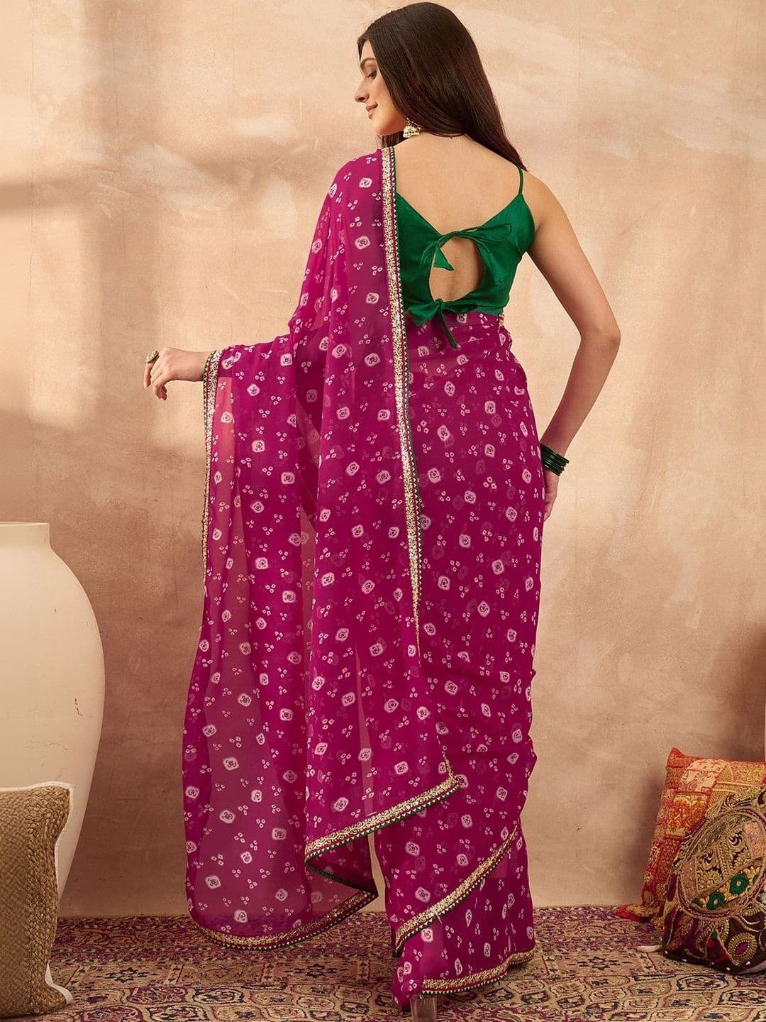 Sangria Bandhani Poly Georgette Designer Bandhani Saree thumbnail 3