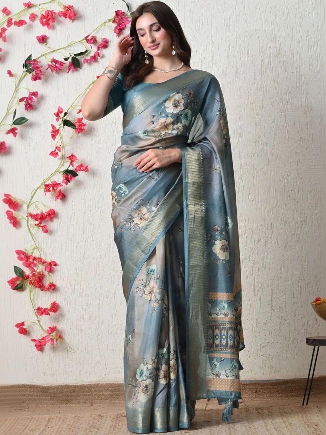 KALINI  Women Floral Silk Cotton Saree - view 1