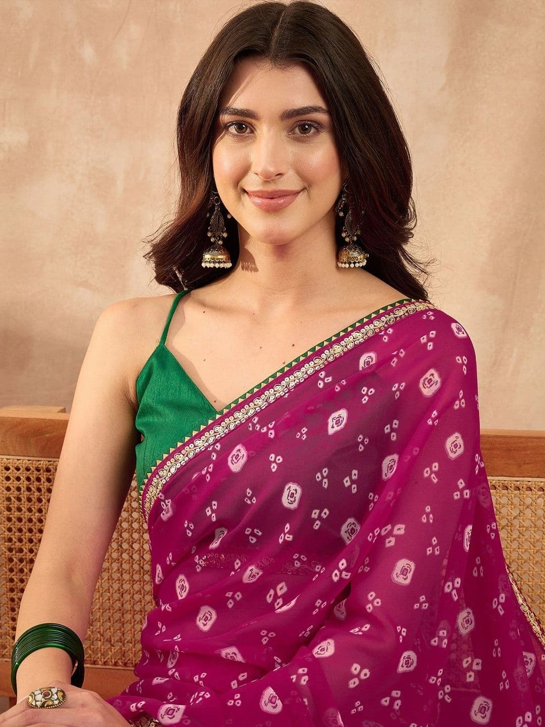 Sangria Bandhani Poly Georgette Designer Bandhani Saree thumbnail 2
