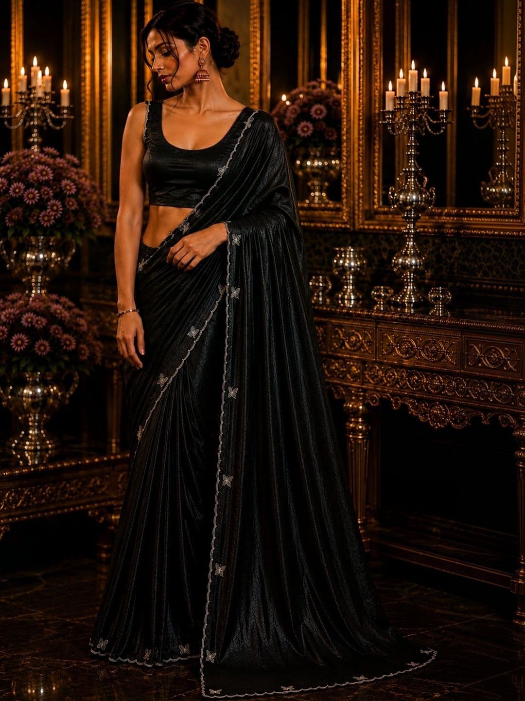 Divyanti Designs women  Embroidered Poly Chiffon Saree - view 1