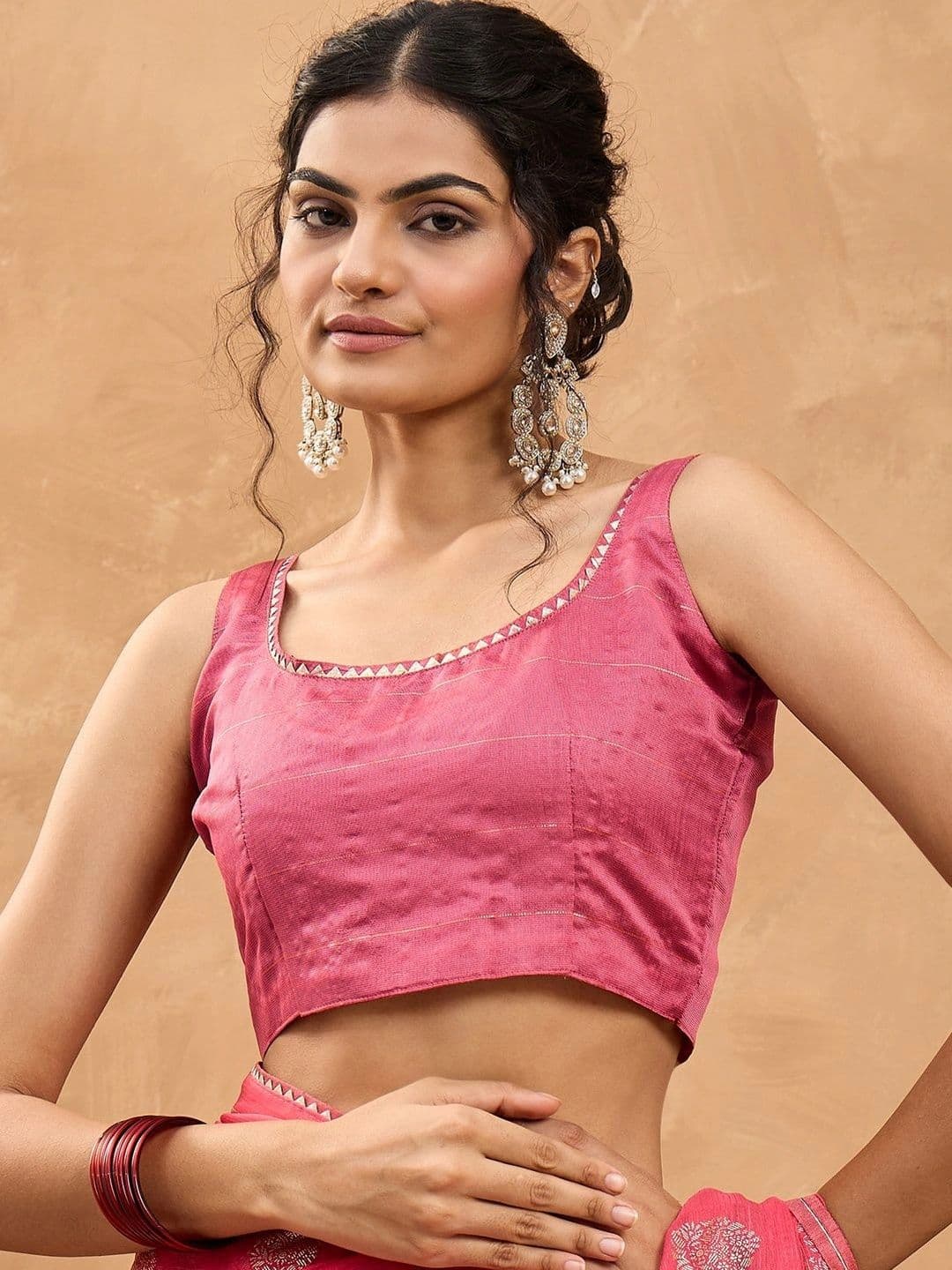 Sangria Embellished Zari Poly Chiffon Designer Chanderi Saree thumbnail 3