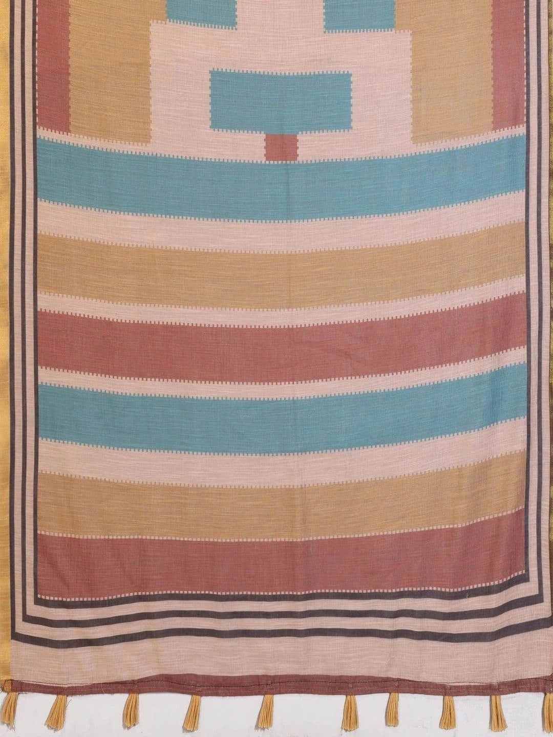 Pixie lane Striped Zari Linen Blend Saree thumbnail 7