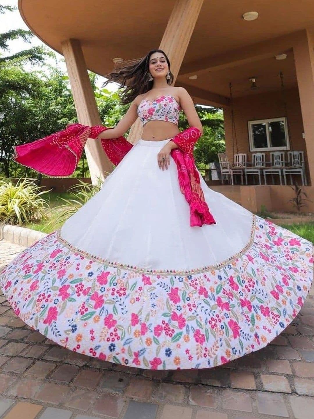 DAYLOOM Printed Semi-Stitched Lehenga & Unstitched Blouse With Dupatta thumbnail 3