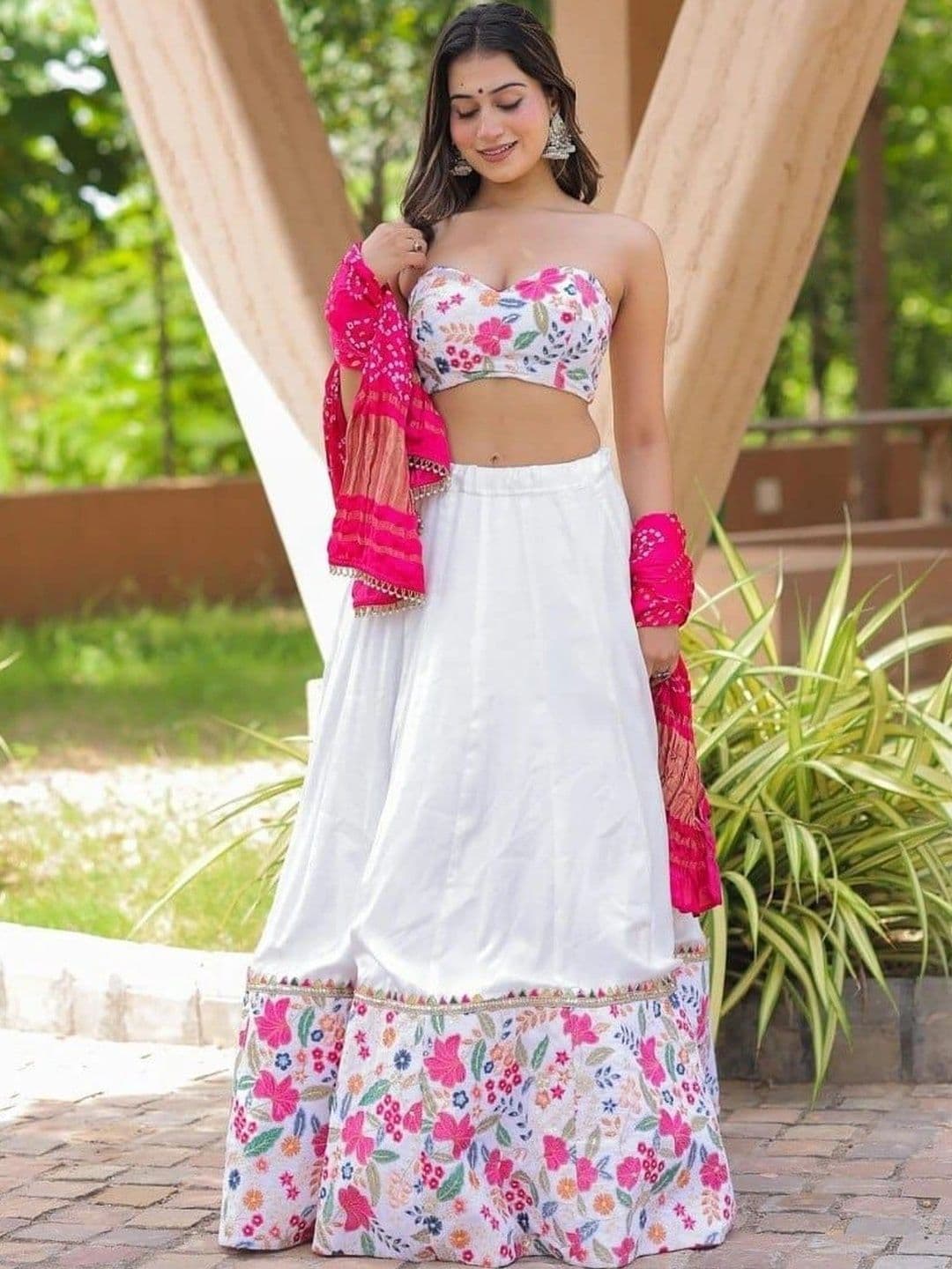DAYLOOM Printed Semi-Stitched Lehenga & Unstitched Blouse With Dupatta - view 1