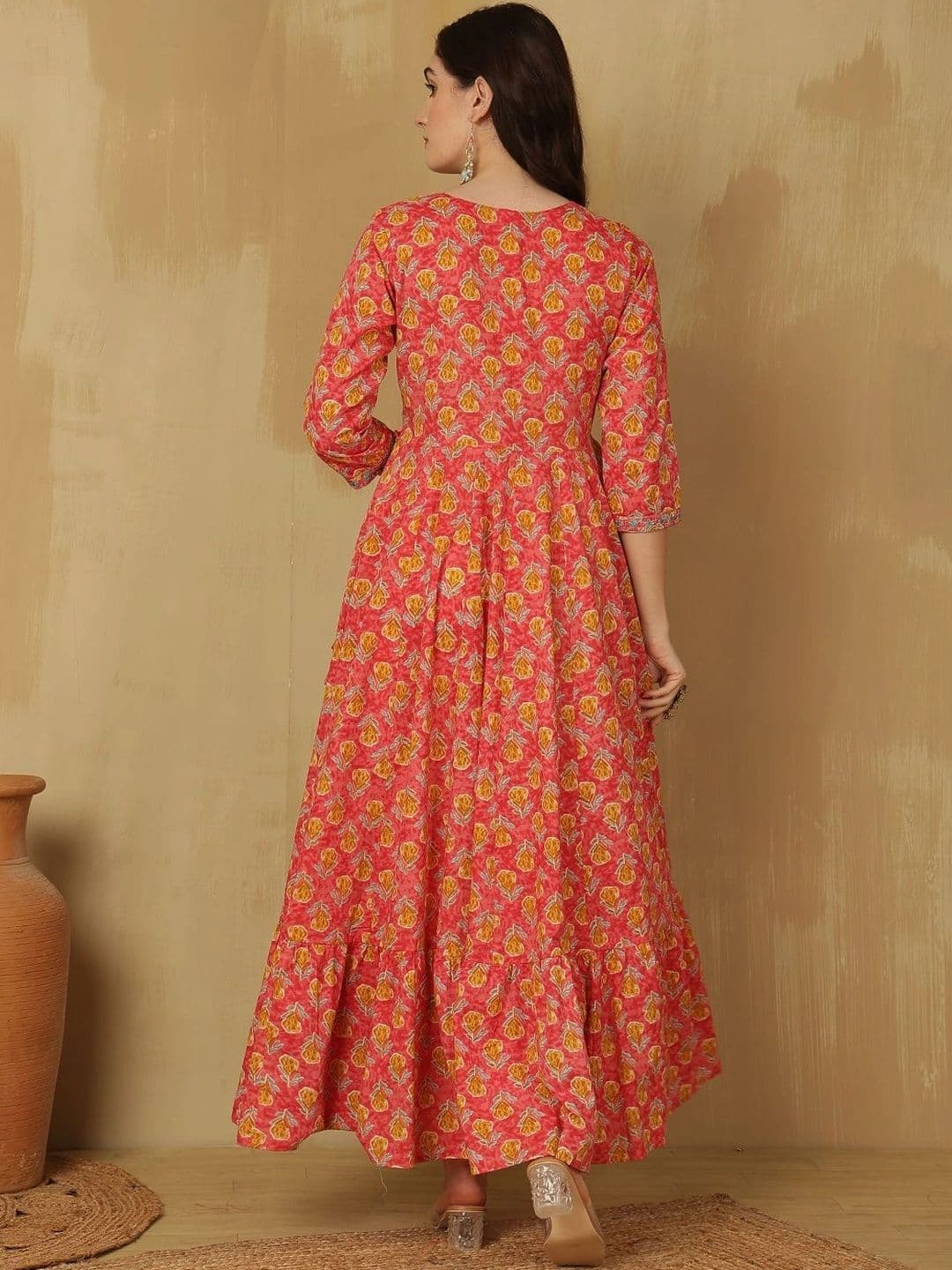 Sangria Women Floral Printed Mirror Work Indie Florals Anarkali Kurta thumbnail 4