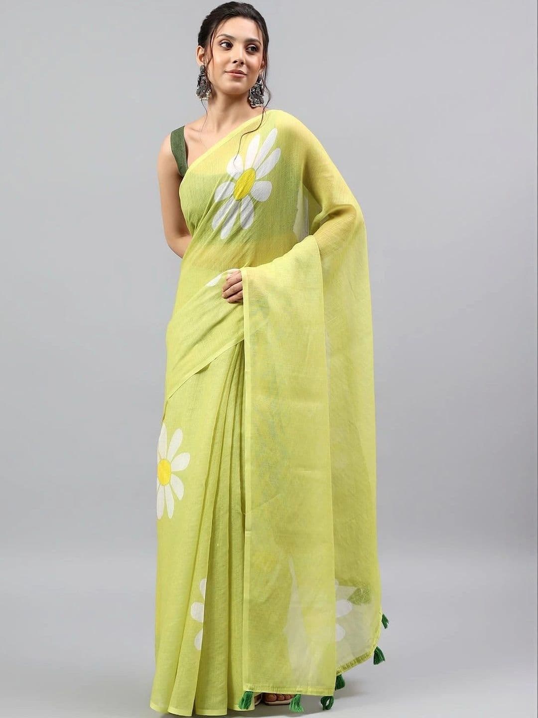 Pixie lane Women  Floral Linen Blend Saree - view 1