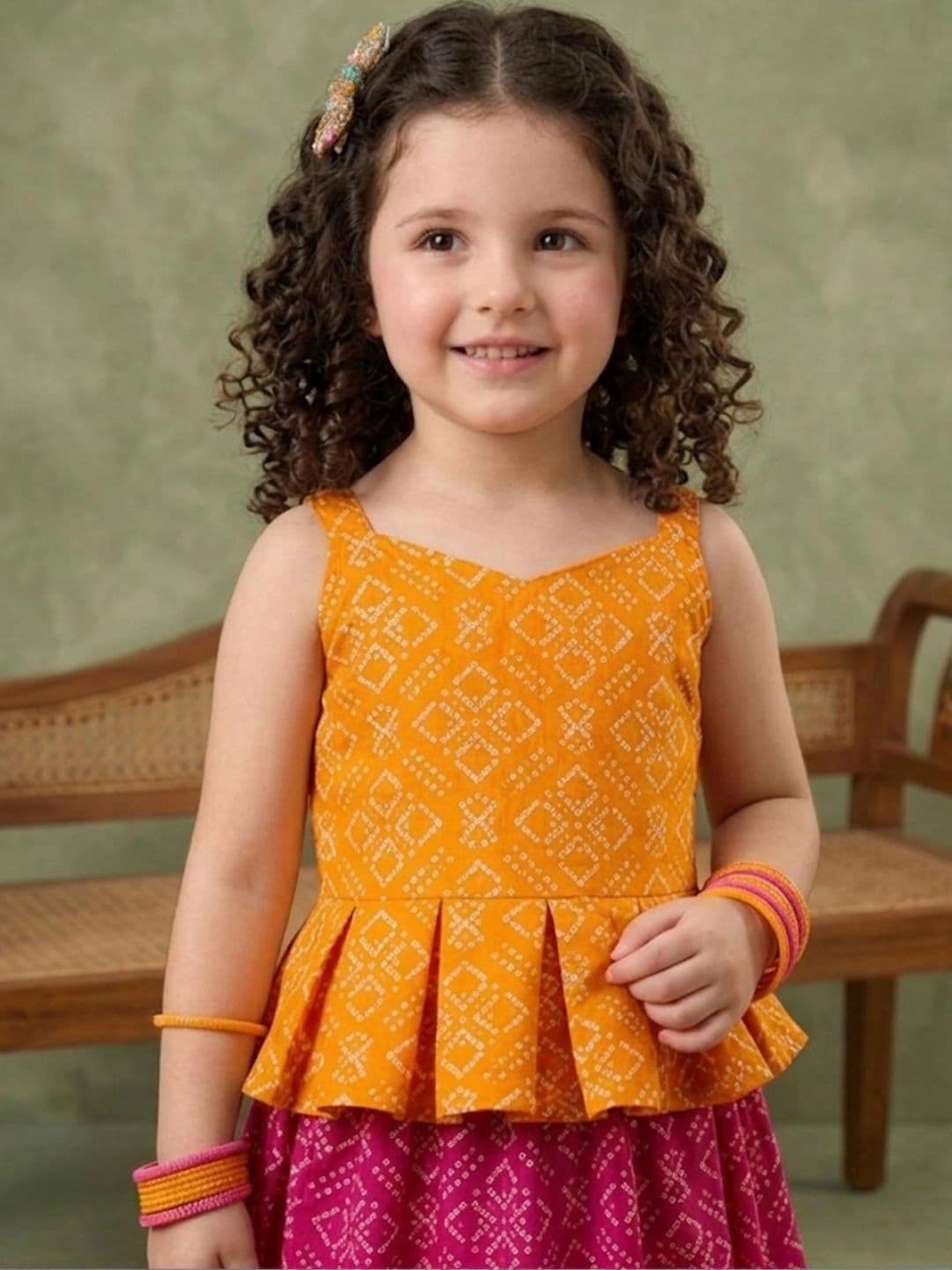 Sangria Girls Printed Ready to Wear Lehenga & thumbnail 3