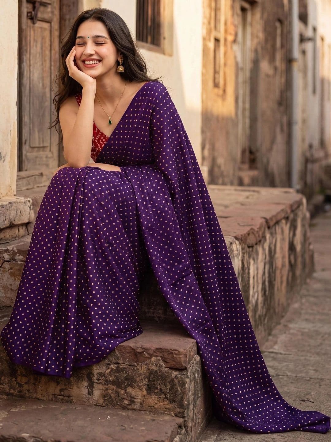 Looootnest Bandhani Pure Georgette Saree thumbnail 6