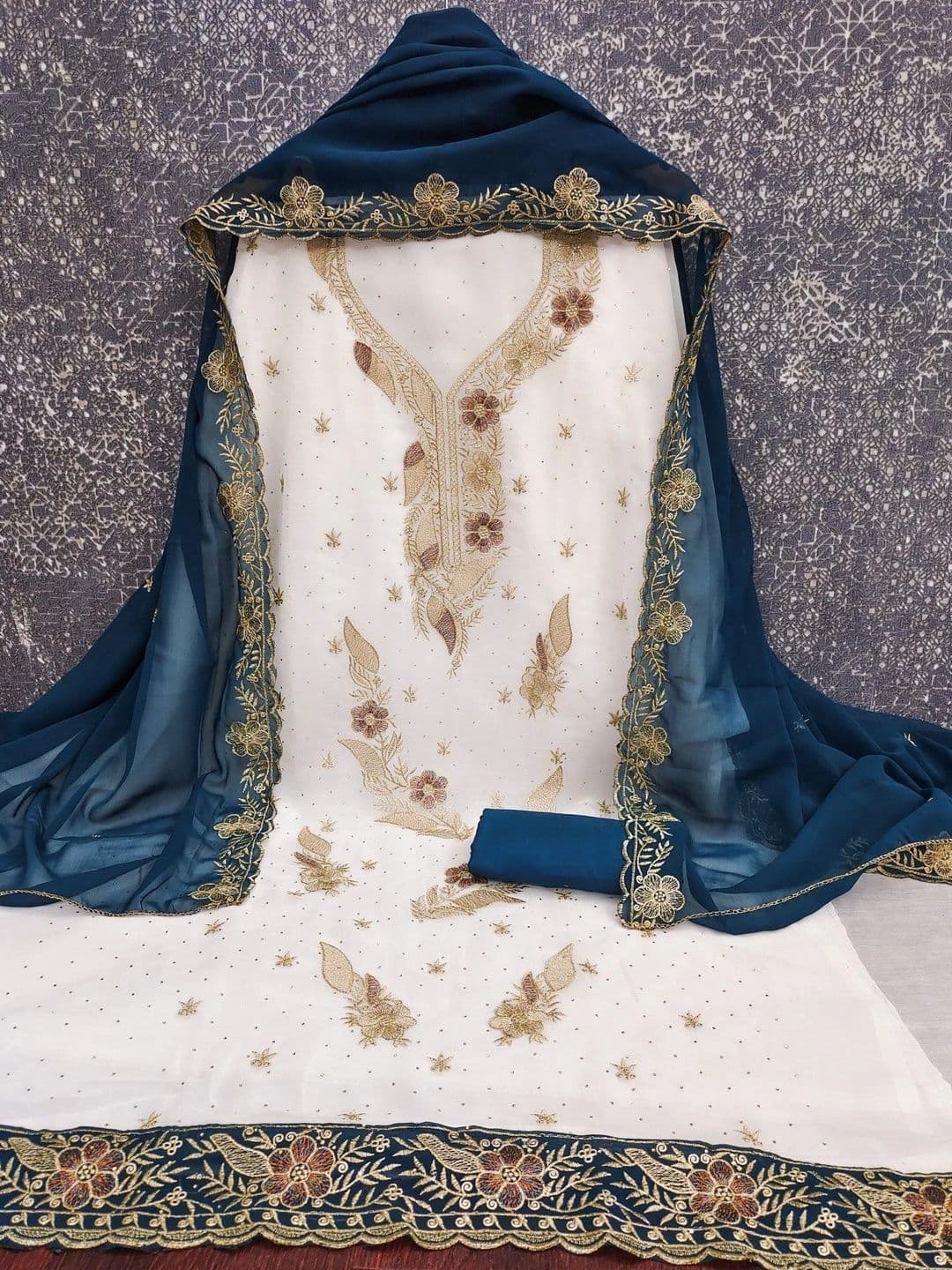 TAVAS Embroidered Unstitched Dress Material thumbnail 3
