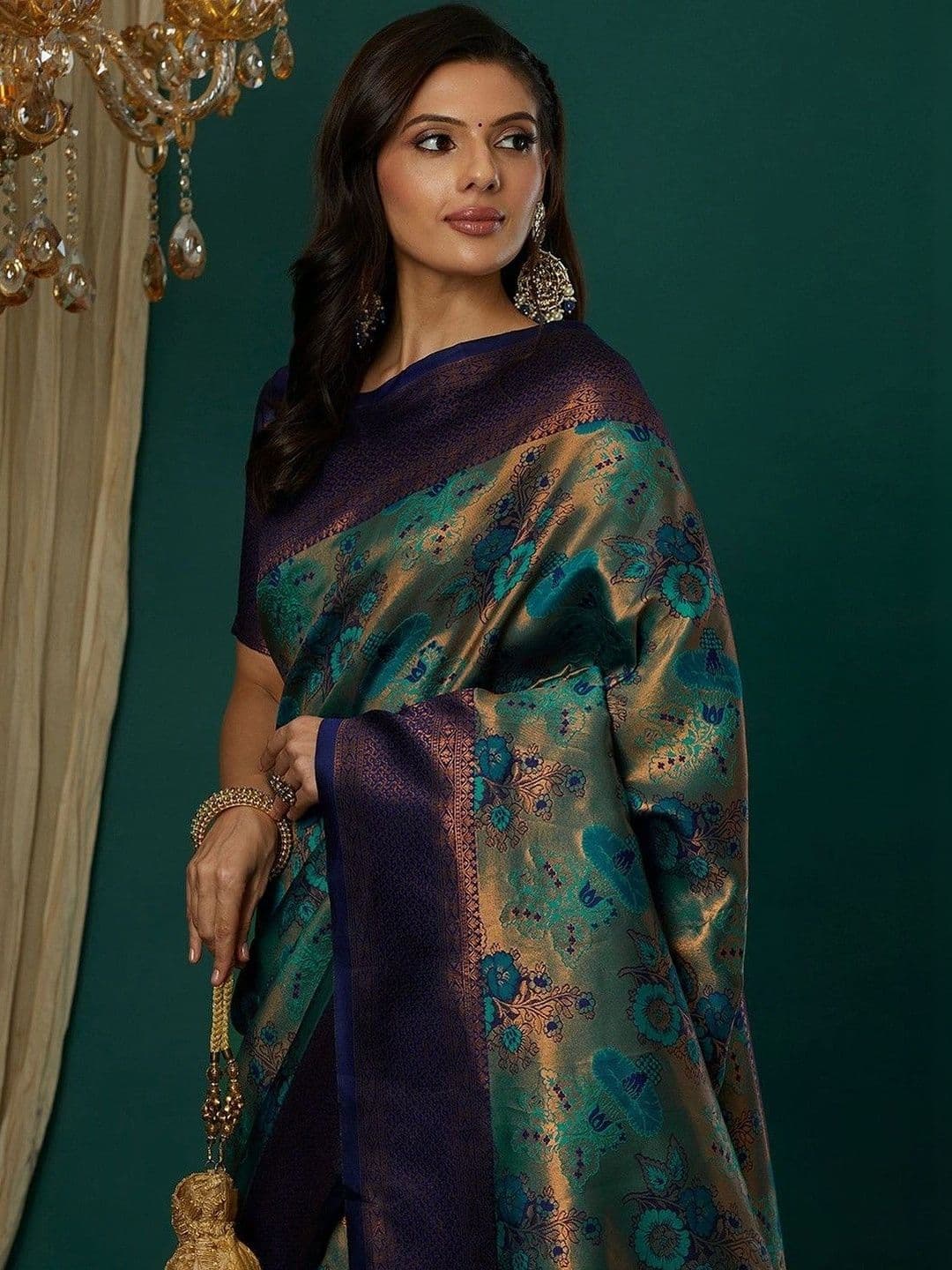 SANISA Woven Design Zari Silk Blend Saree thumbnail 6