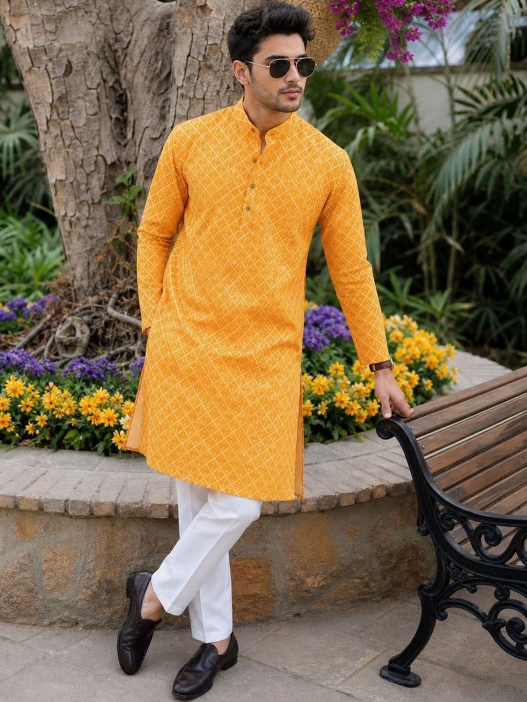 Anouk Printed Band Collar Straight Long Kurta thumbnail 3