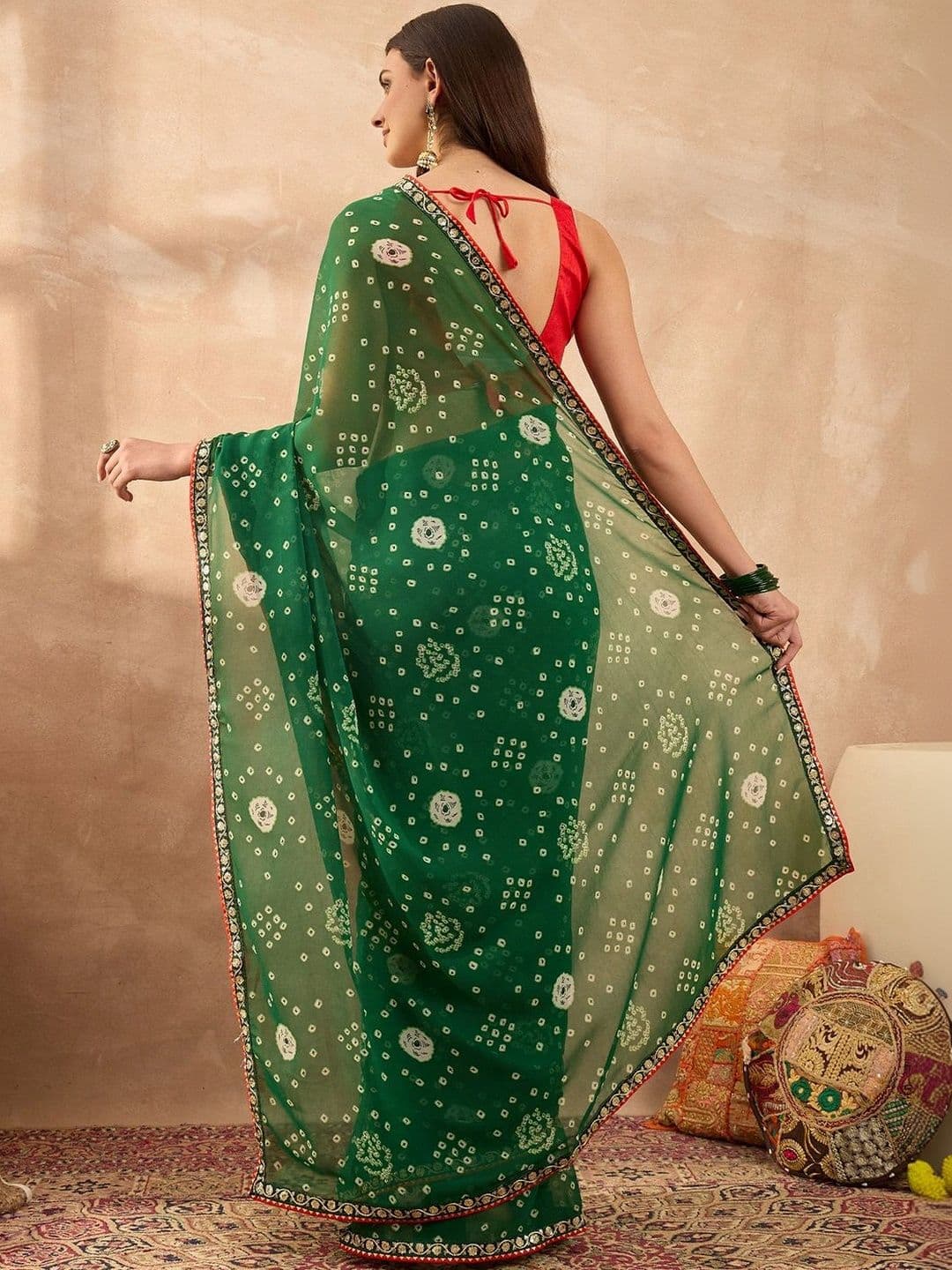 Sangria Bandhani Poly Georgette Designer Bandhani Saree thumbnail 7