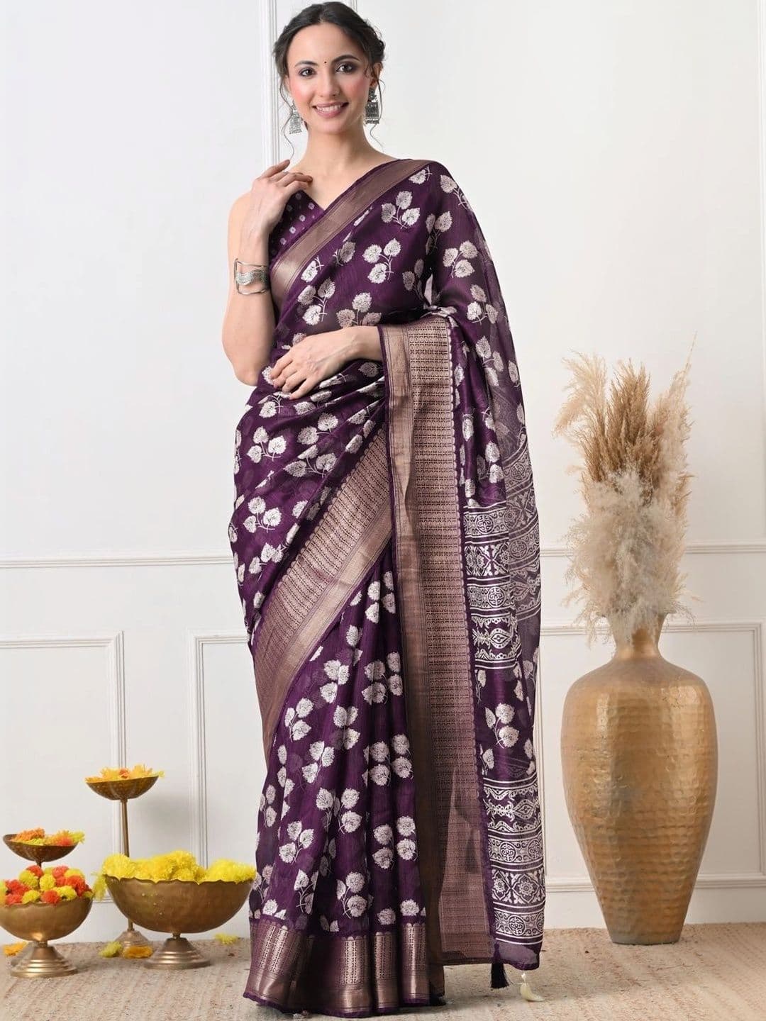 KALINI Women Woven Design Zari Art Silk Saree - view 1