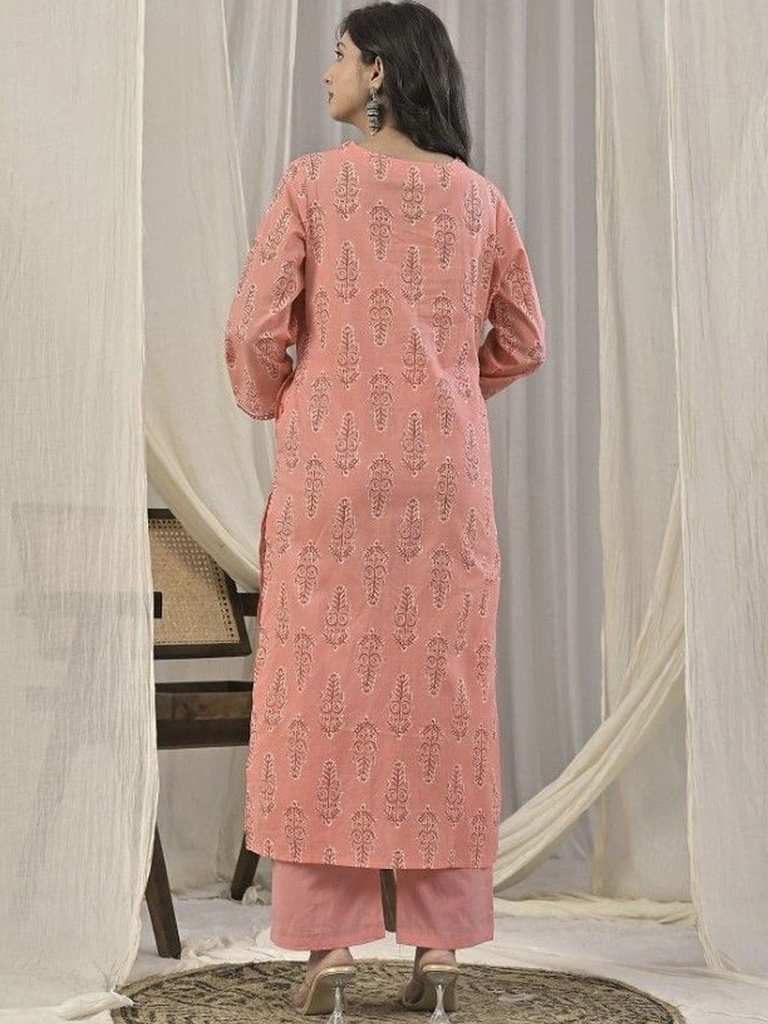 Yashee Women Ethnic Motifs Printed Regular Pure Cotton Kurta with Trousers & With Dupatta thumbnail 6