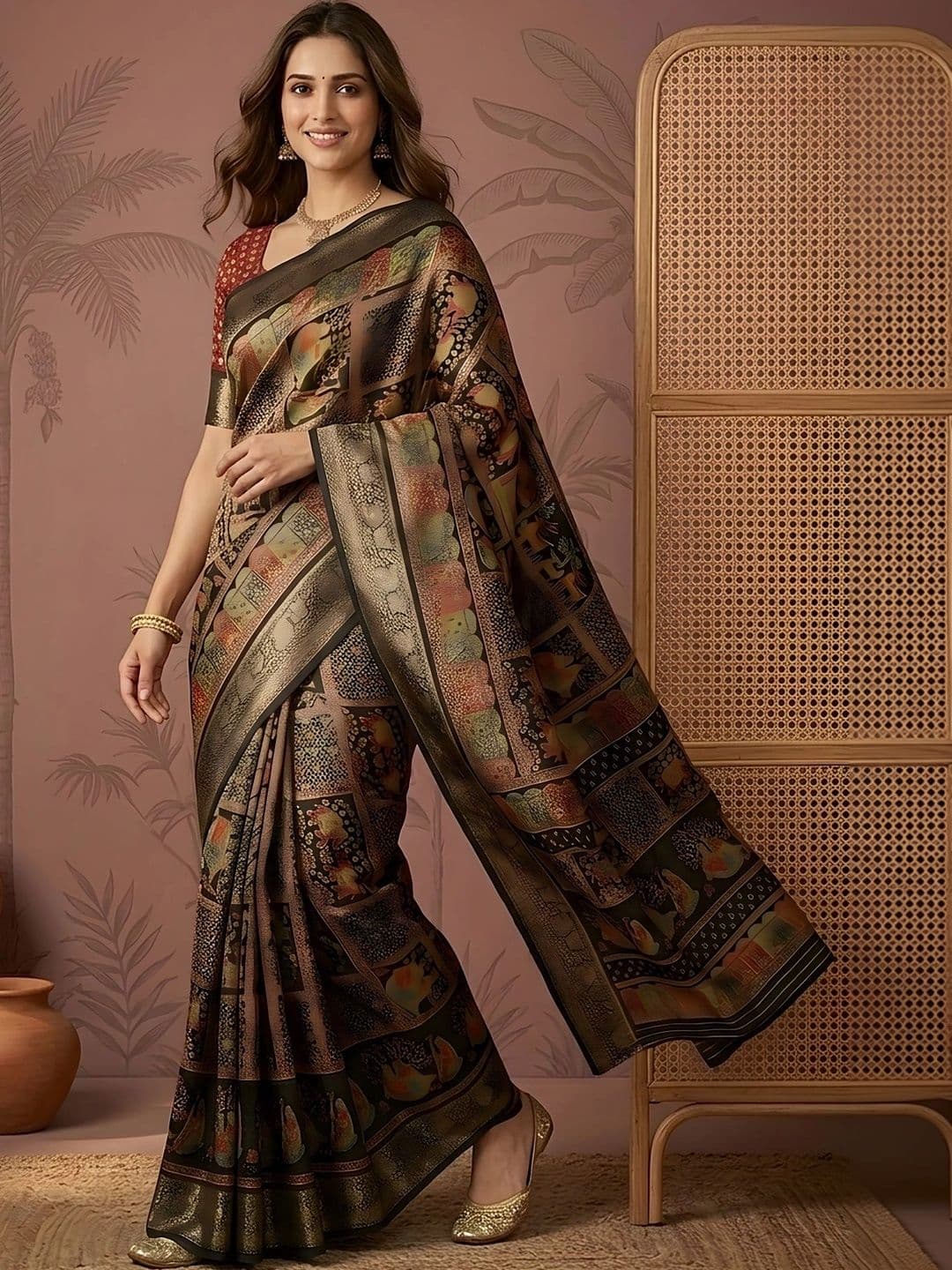 Sangria Woven Design Zari Silk Blend Saree thumbnail 2