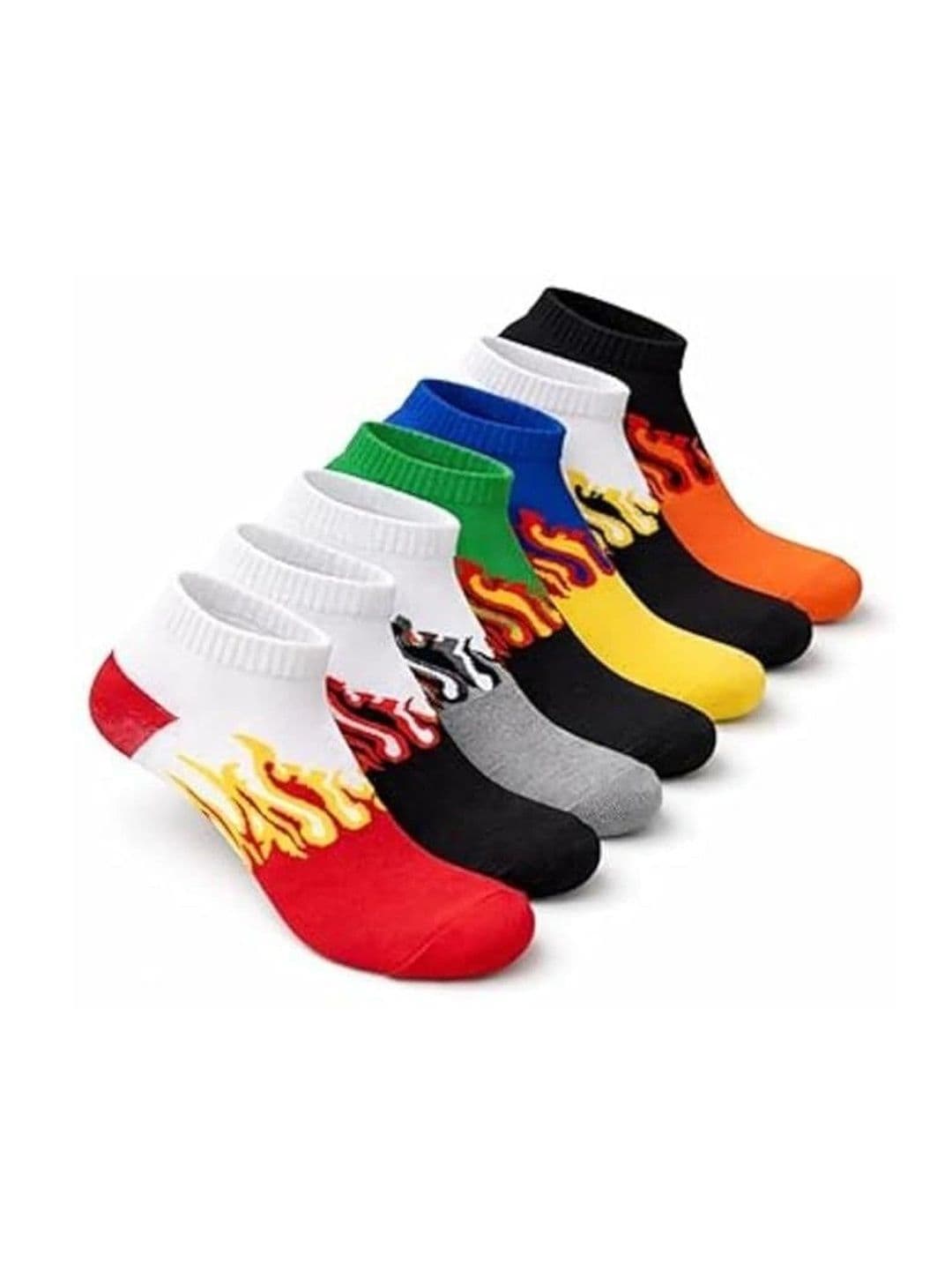 Moda Rapido Men Pack of 7 Cotton Blend Patterned Ankle Length Socks - view 1