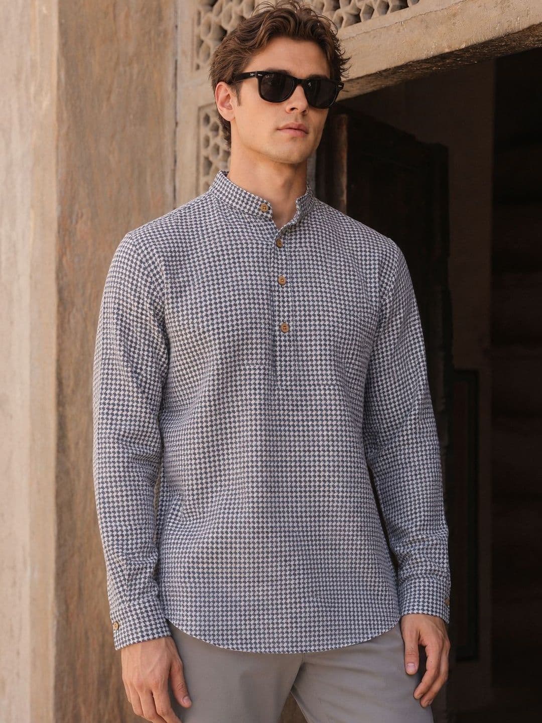 Anouk Men Self Weave Cotton Kurta - view 1