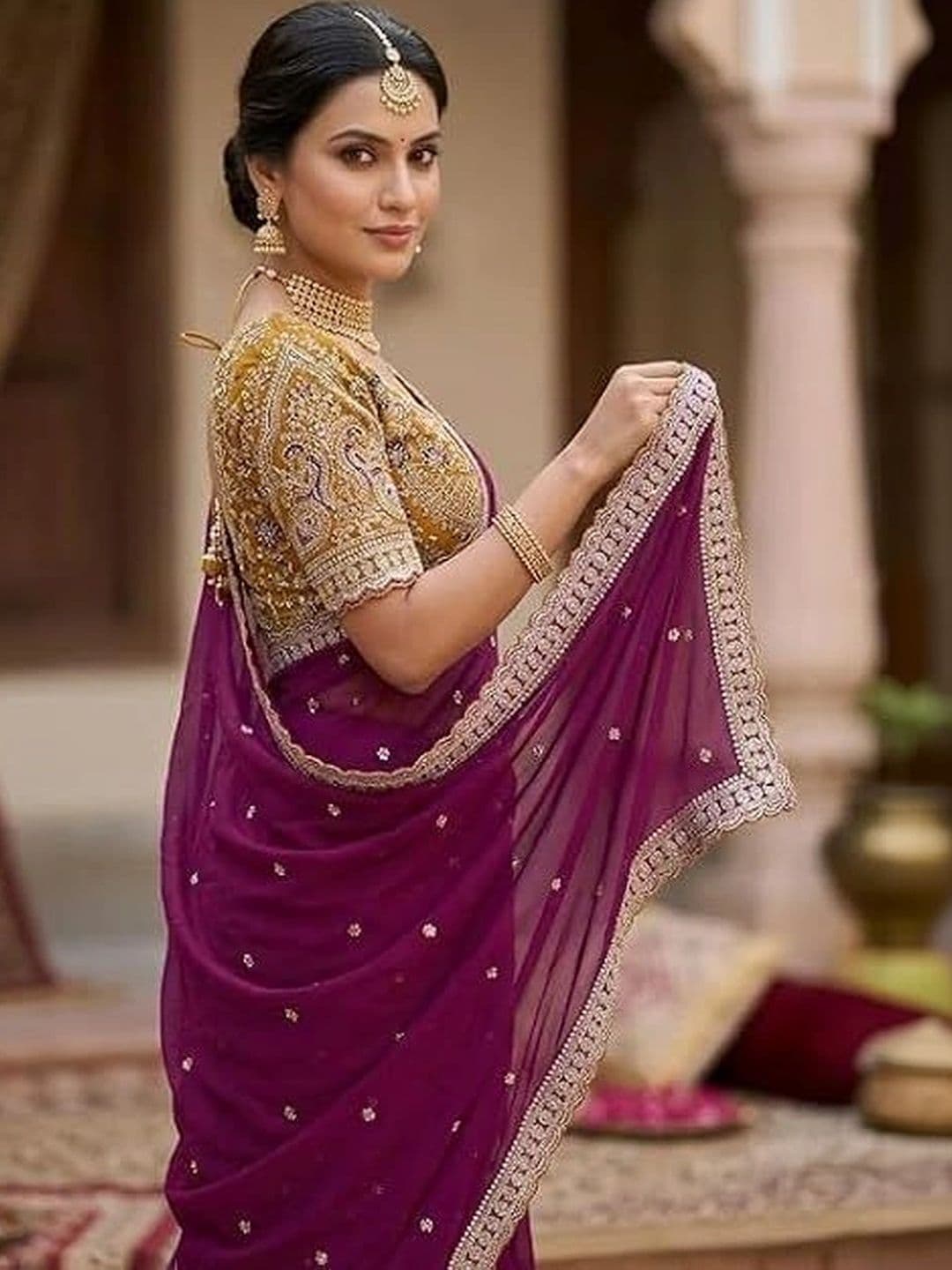 BRIGHT DESIGNS Embroidered Designer Saree thumbnail 6