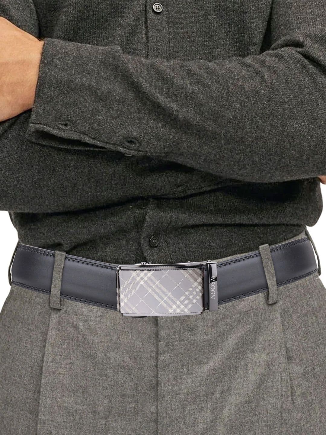 WROGN Men Checked PU Formal Belt thumbnail 5