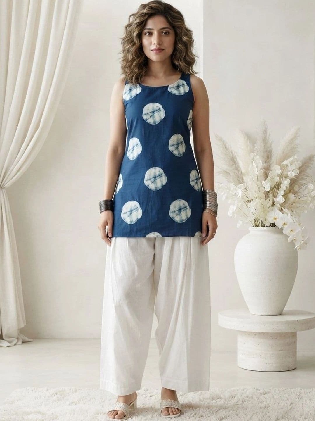 HERE&NOW Women Printed Regular Pure Cotton Kurta with Salwar - view 1