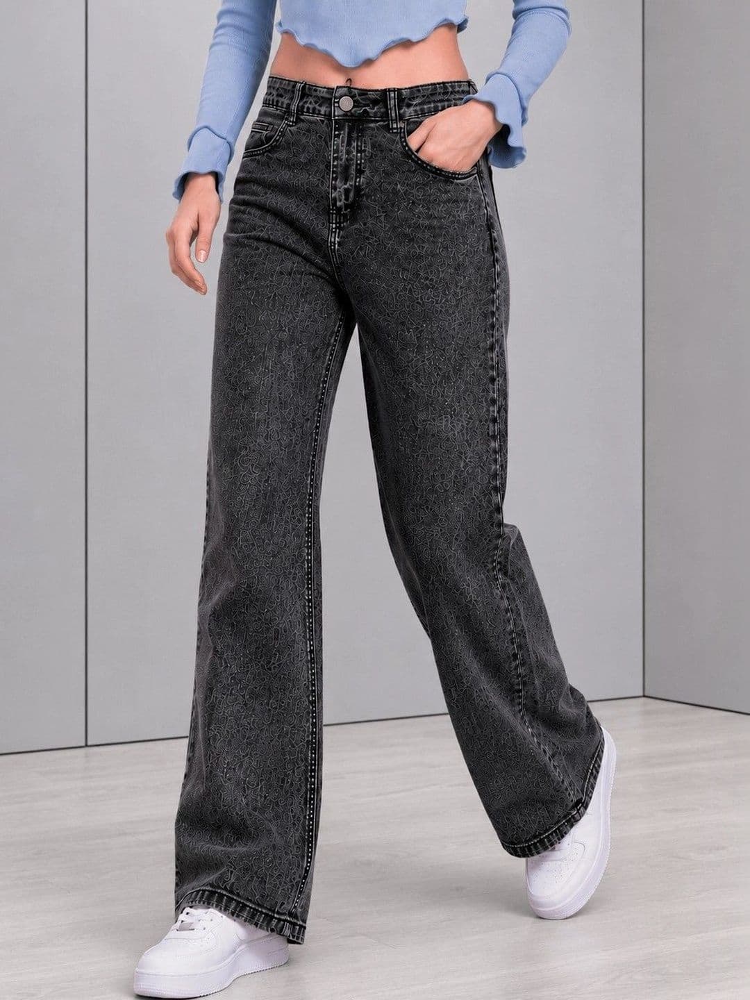 DressBerry Women Comfort Wide Leg High-Rise Light Fade Stretchable Jeans thumbnail 2