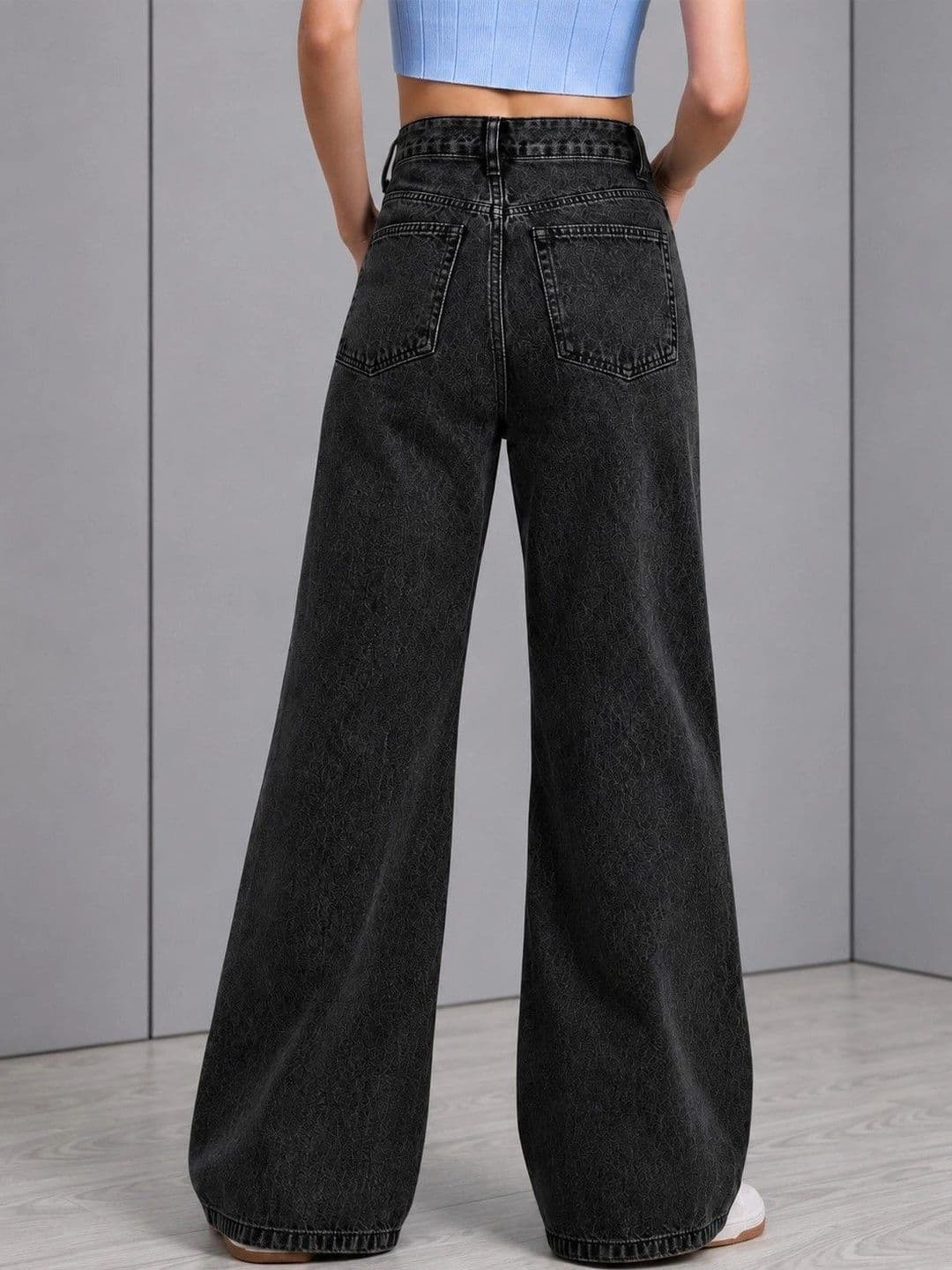DressBerry Women Comfort Wide Leg High-Rise Light Fade Stretchable Jeans thumbnail 5