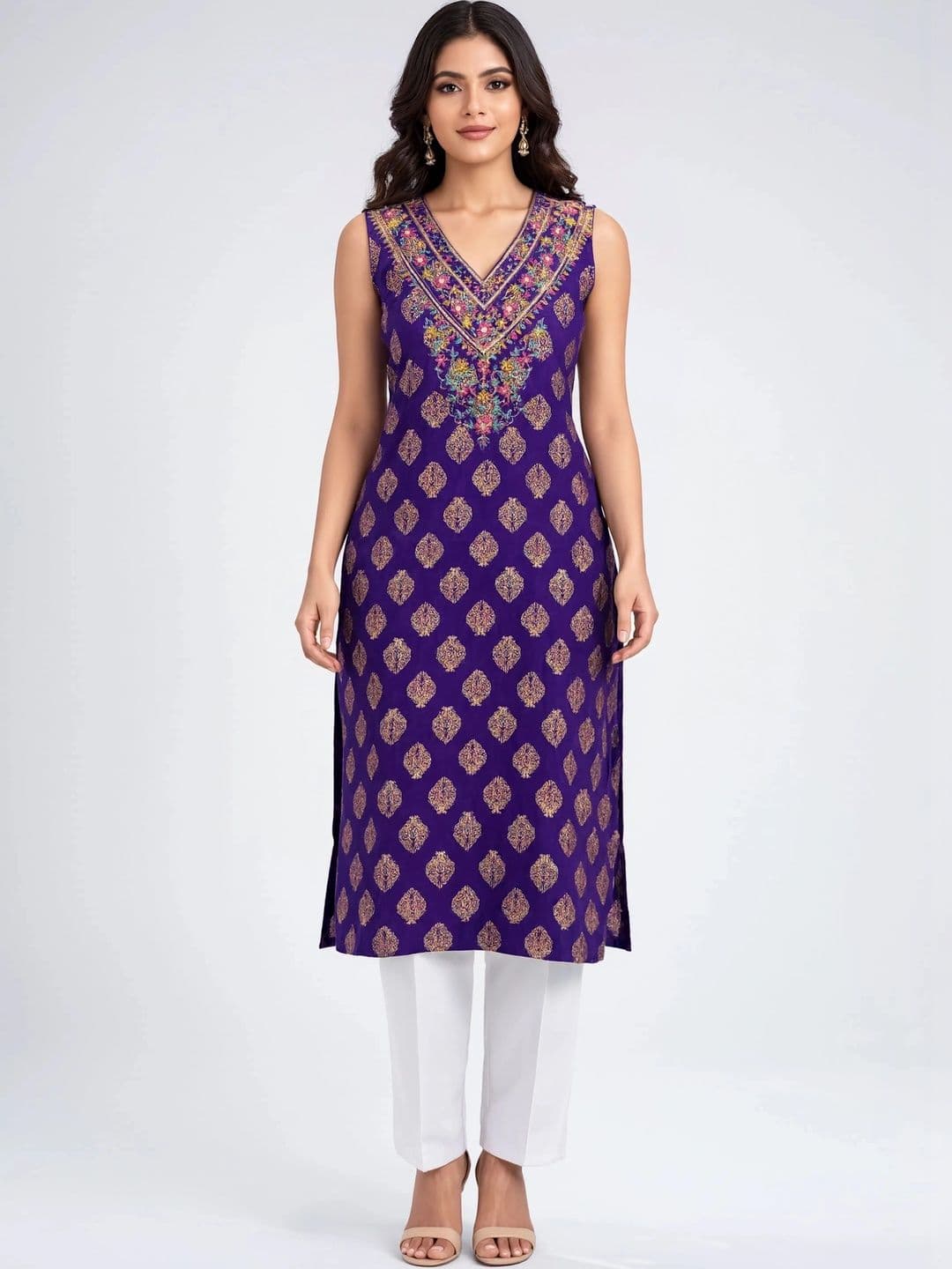 Sangria Women Ethnic Motifs Embroidered Thread Work Kurta - view 1