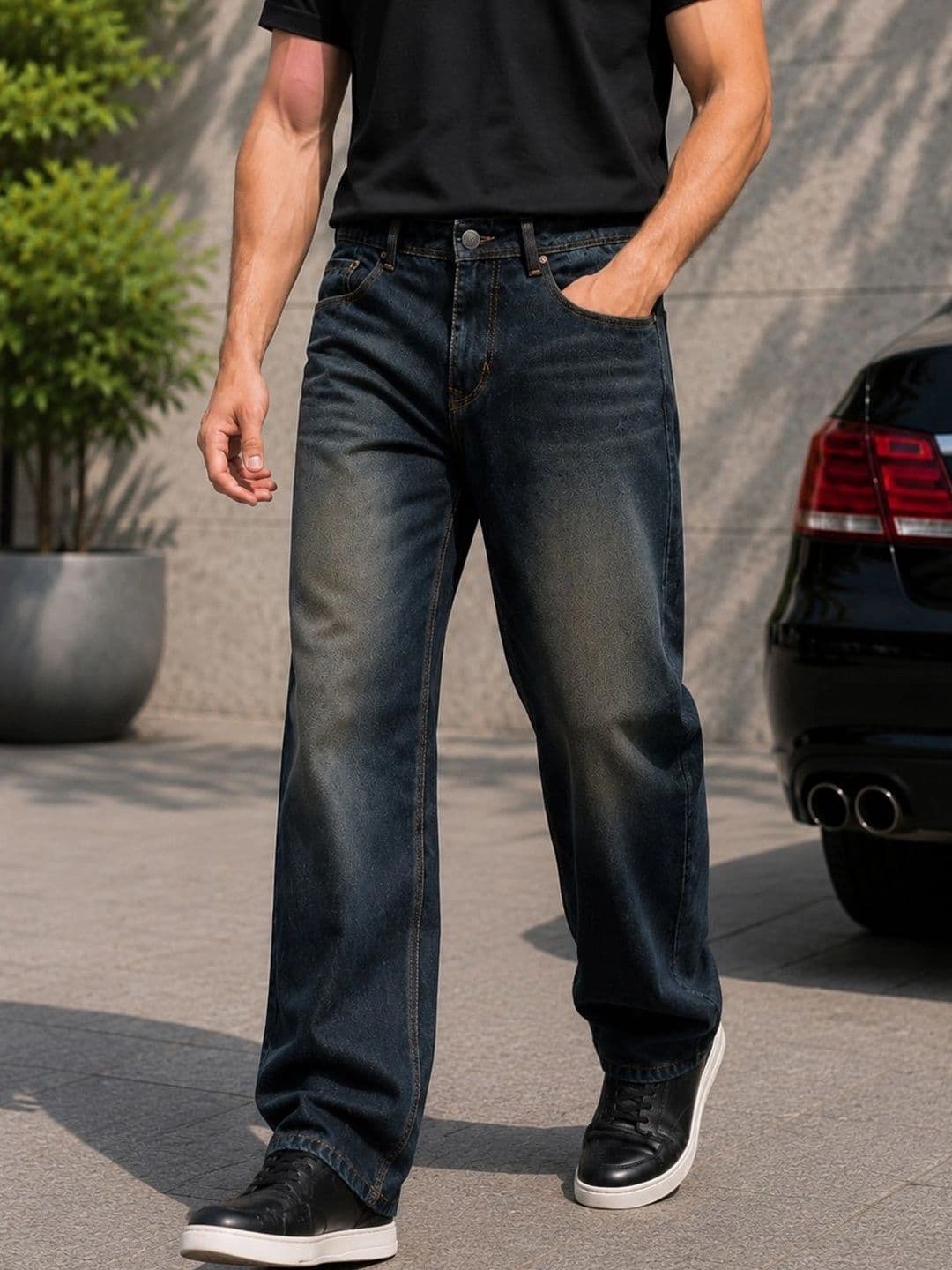 FALKRA Men Mid-Rise Low Distress Jeans thumbnail 2
