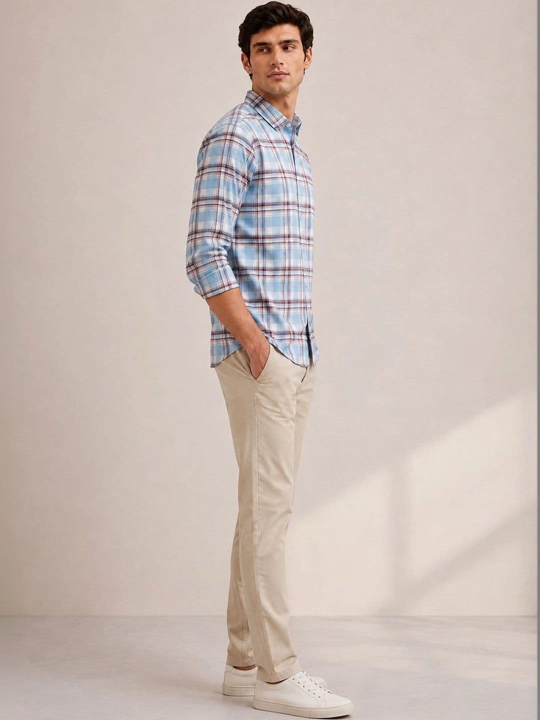 Chennis Men Slim Fit Tartan Checks Checked Casual Shirt thumbnail 4