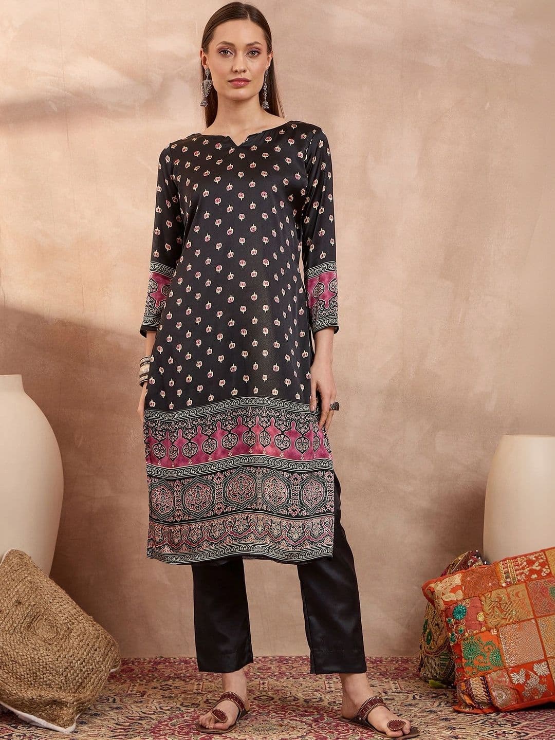 ZYVIRA Satin Unstitched Dress Material - view 1