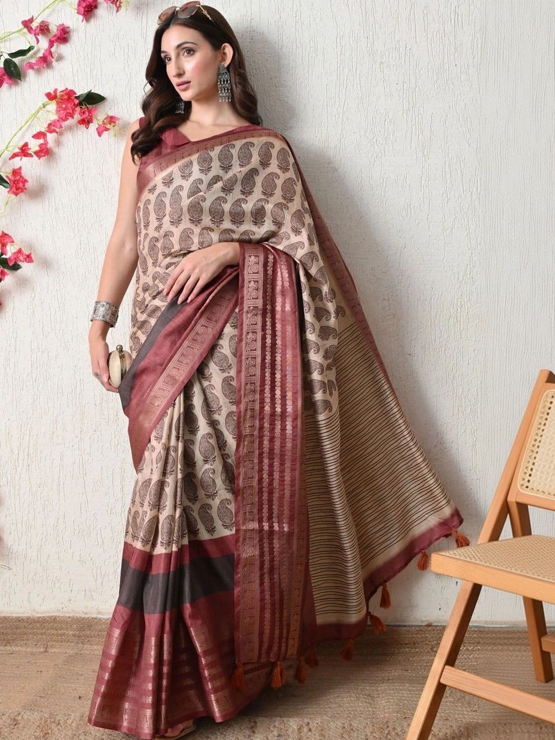 KALINI  Women Paisley Silk Cotton Saree - view 1