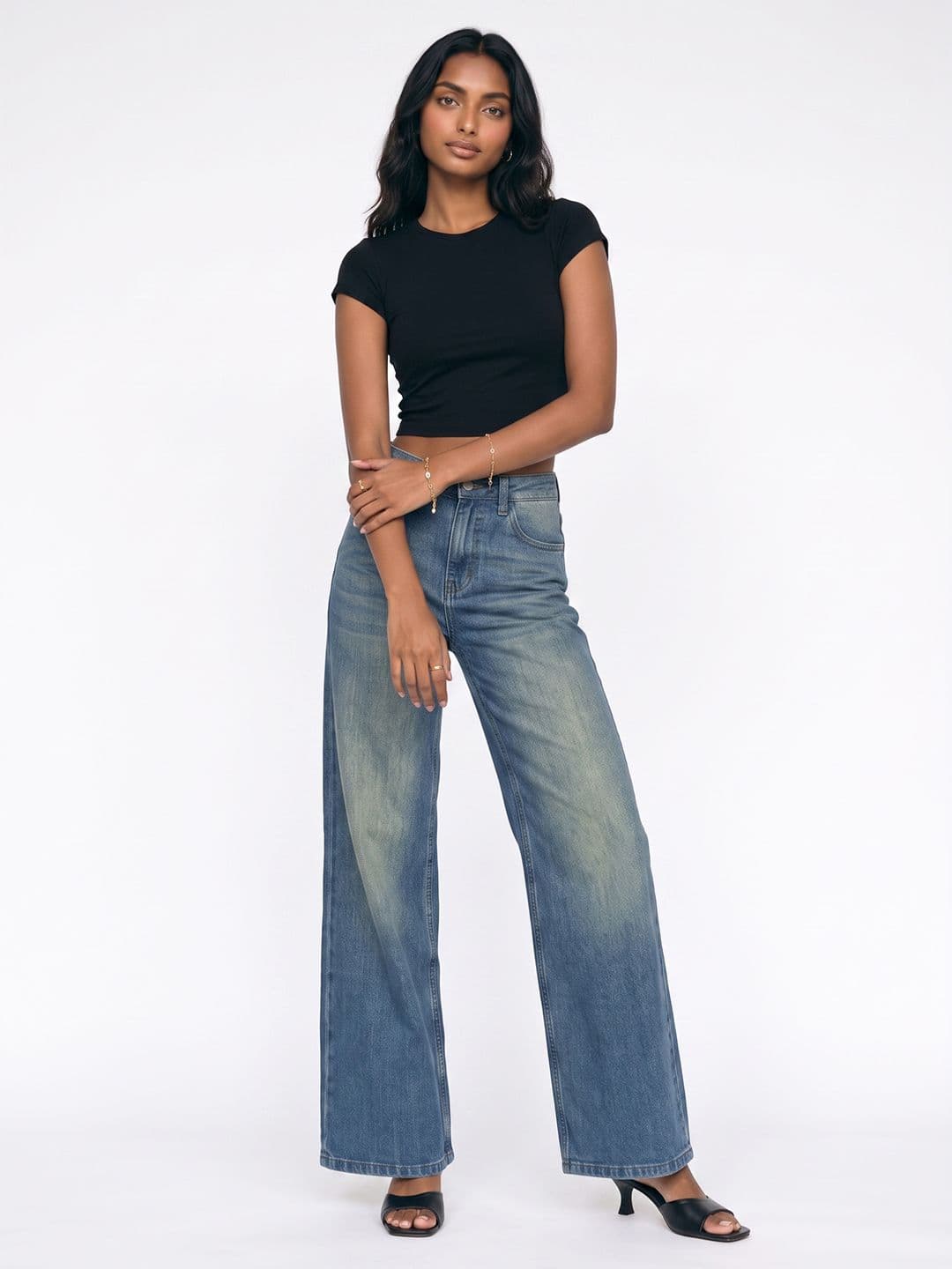 glitchez Women Regular Fit High-Rise Light Fade Stretchable Jeans thumbnail 6