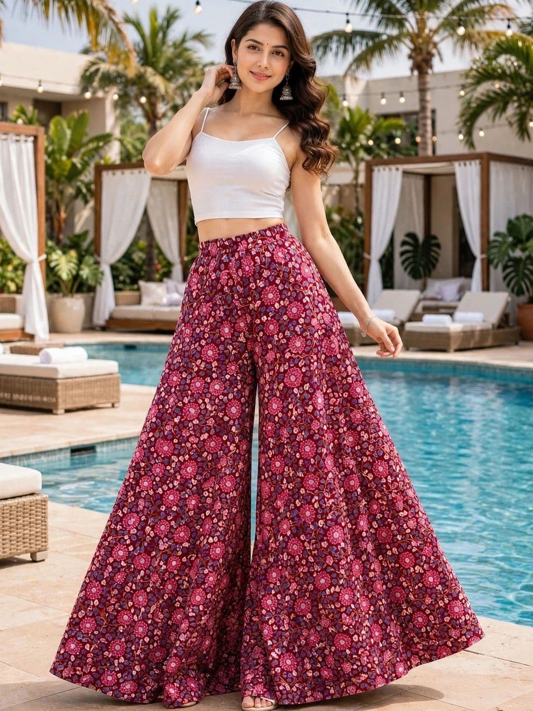 DIVYABHUMI FASHION Women Floral Printed Crepe Ethnic Palazzos - view 1