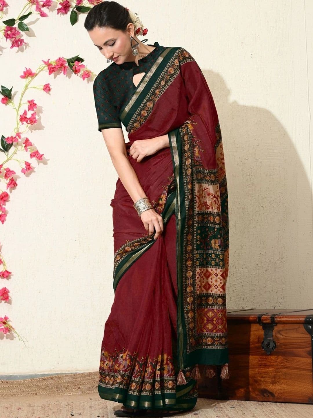 KALINI Kalamkari Saree thumbnail 3