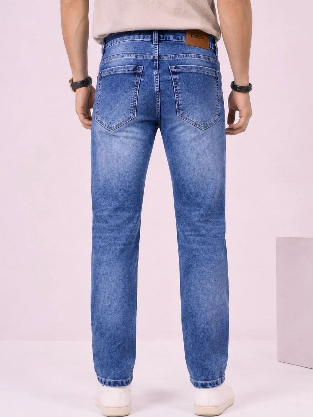 GEX Men Jean Regular Fit Mid-Rise Low Distress Stretchable Jeans thumbnail 3