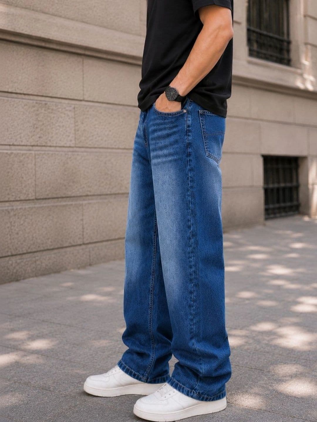 MQ Denim Men Straight Fit Mid-Rise Low Distress Light Fade Jeans thumbnail 4