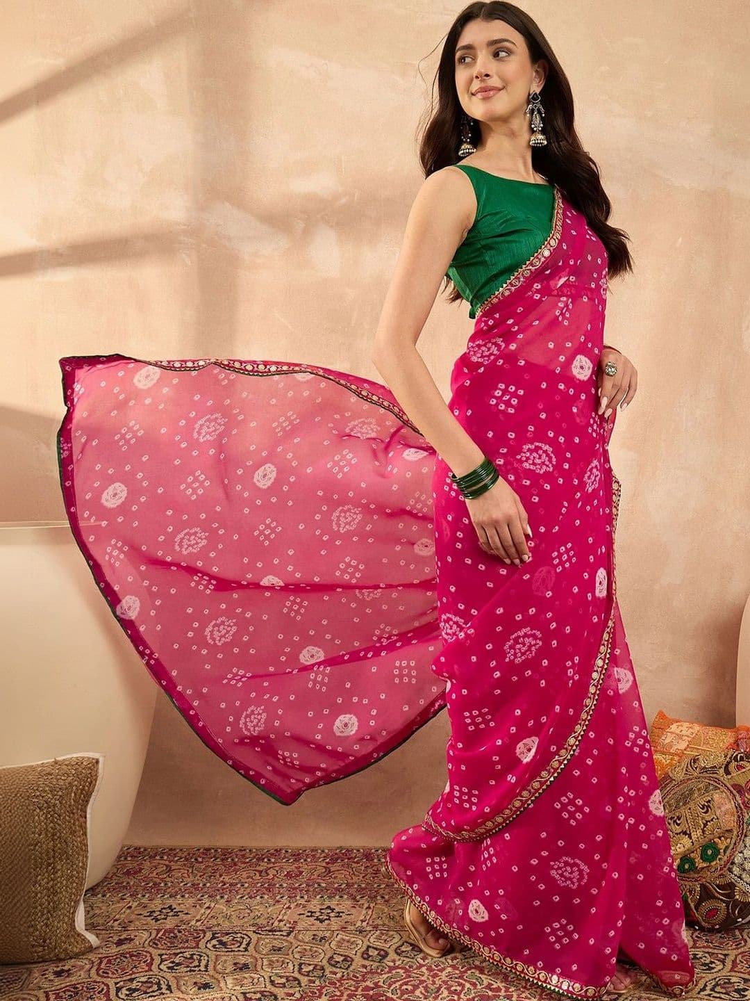 Sangria Bandhani Poly Georgette Designer Bandhani Saree thumbnail 4