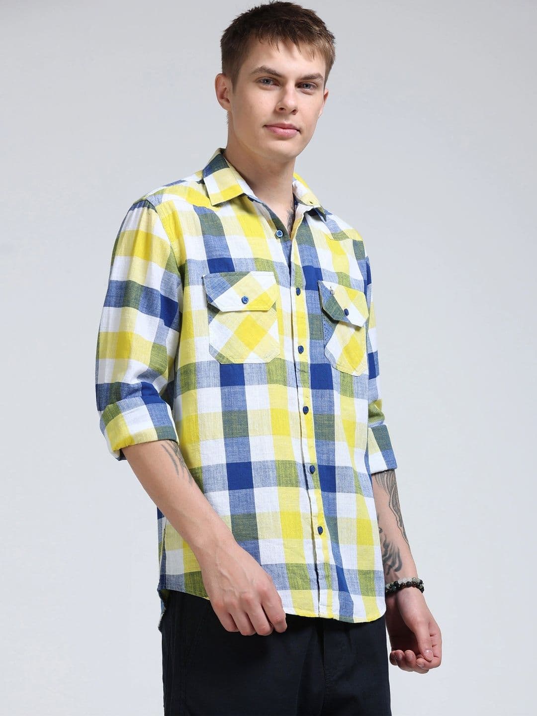 FashionDistrict shirt for Men Comfort Sheer Checked Casual Shirt thumbnail 2