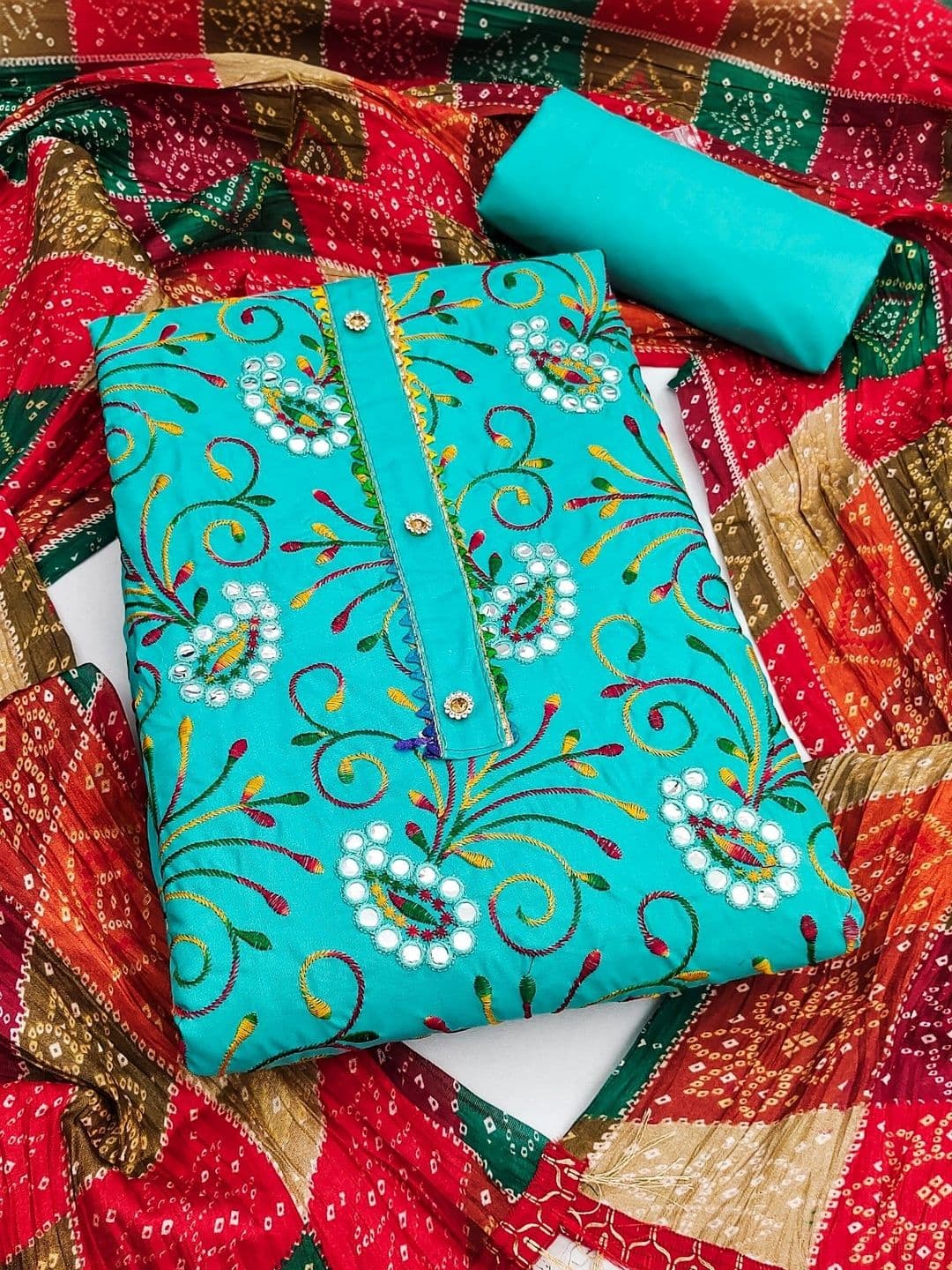 Dhaaga Ghar Embroidered Unstitched Dress Material - view 1