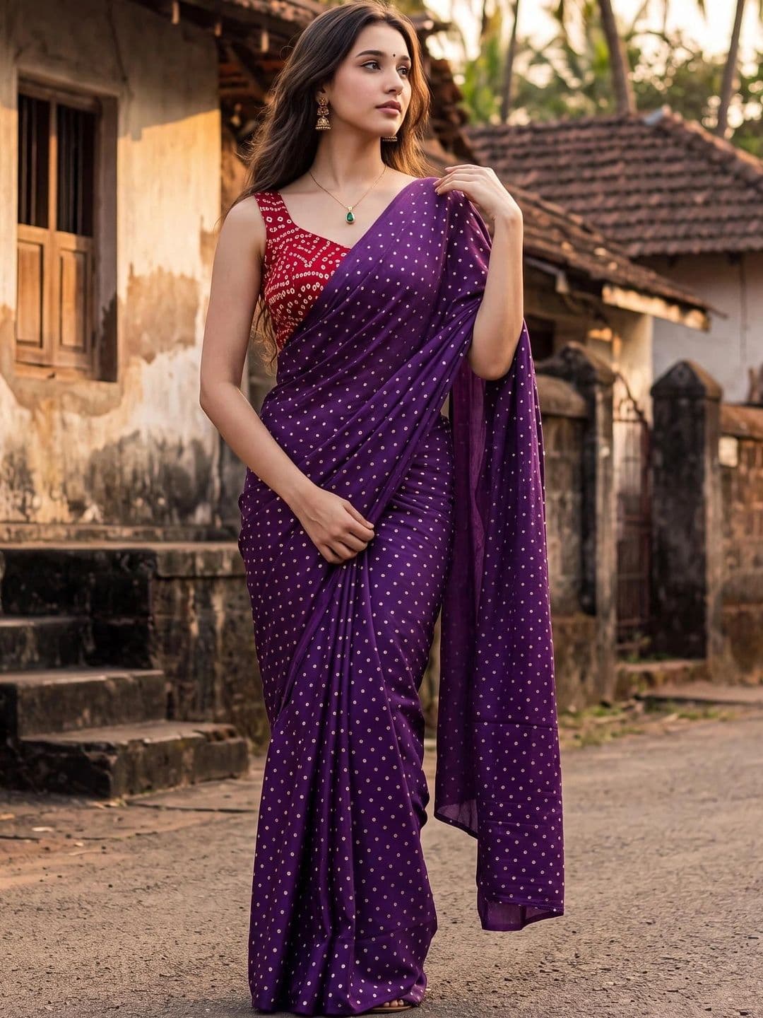 Looootnest Bandhani Pure Georgette Saree - view 1