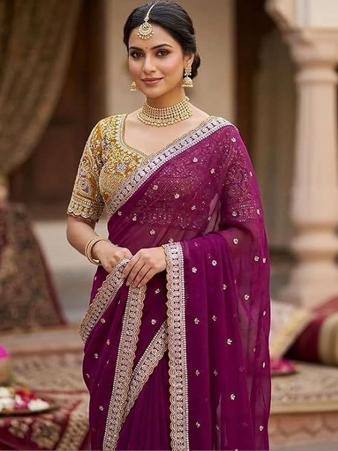 BRIGHT DESIGNS Embroidered Designer Saree thumbnail 2