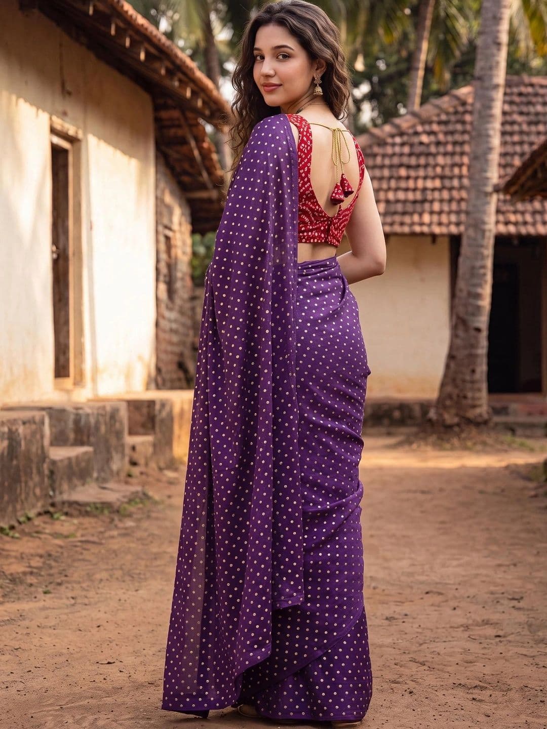Looootnest Bandhani Pure Georgette Saree thumbnail 5