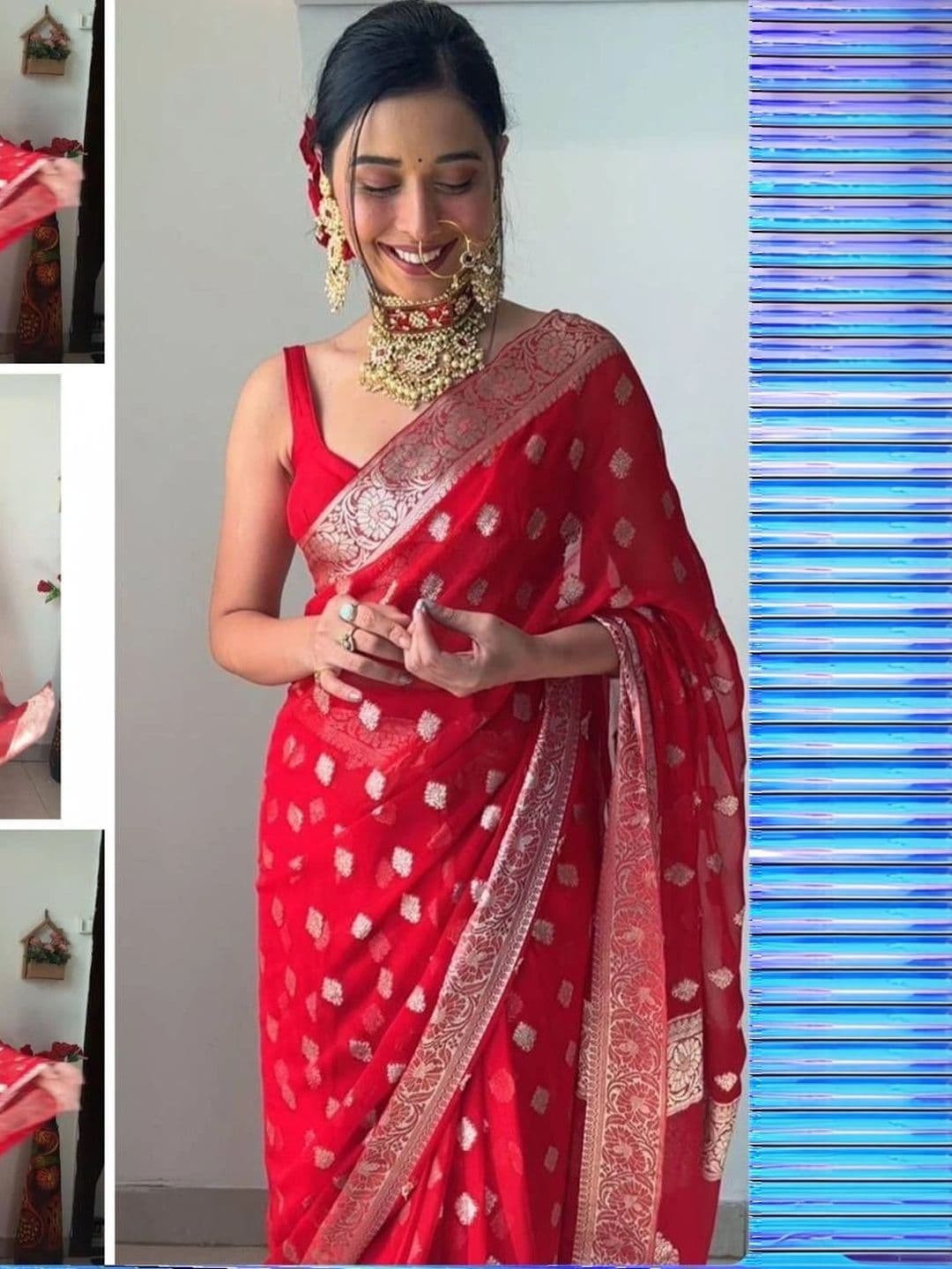 RUTVA FASHION Woven Design Zari Art Silk Banarasi Saree thumbnail 3