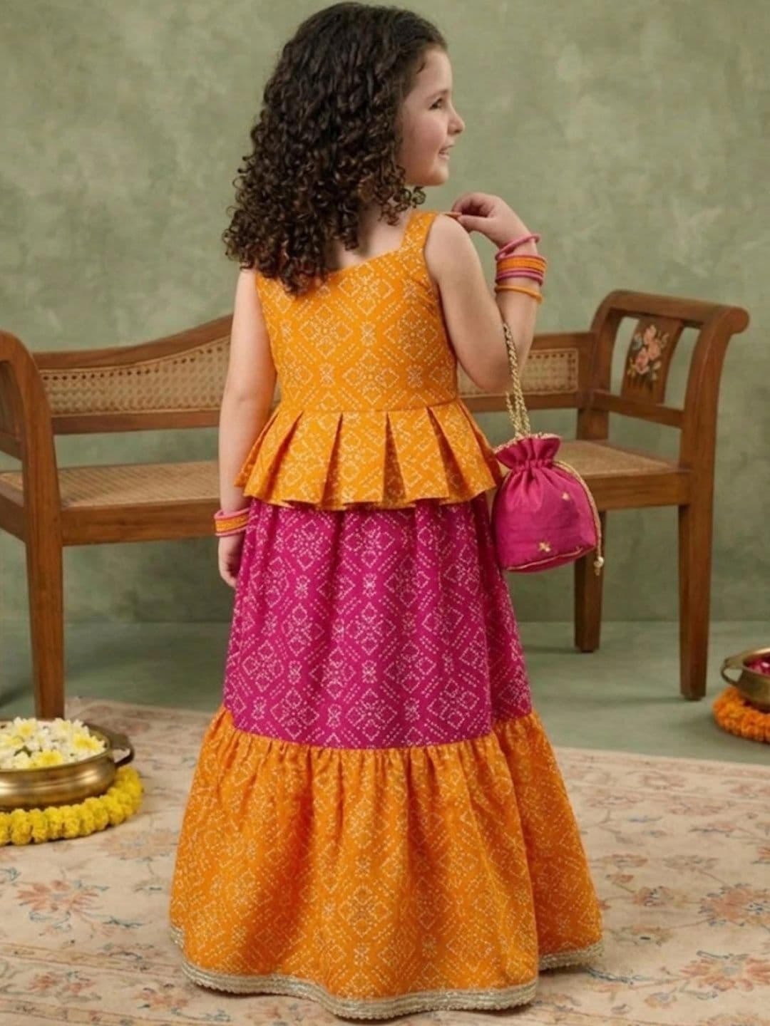 Sangria Girls Printed Ready to Wear Lehenga & thumbnail 6