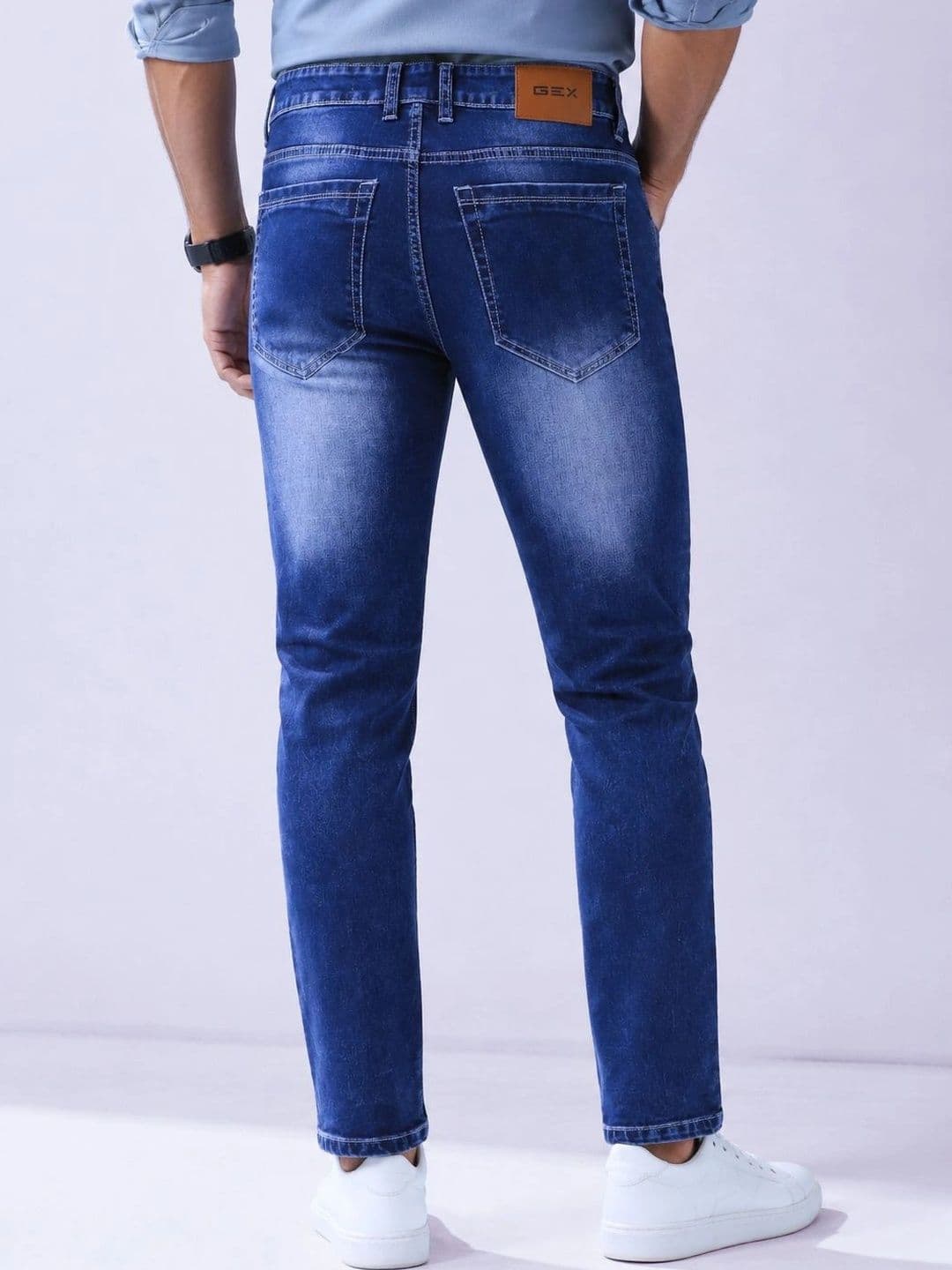 GEX Men Jean Regular Fit Mid-Rise Low Distress Light Fade Stretchable Jeans thumbnail 3