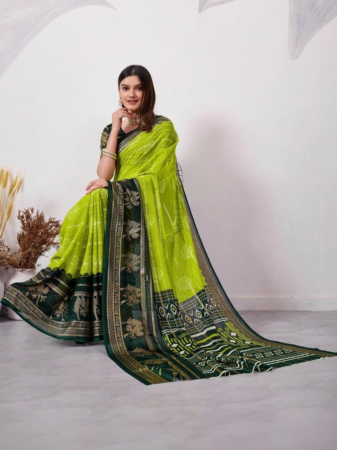 Pixie lane Zari Pure Georgette Paithani Saree thumbnail 3